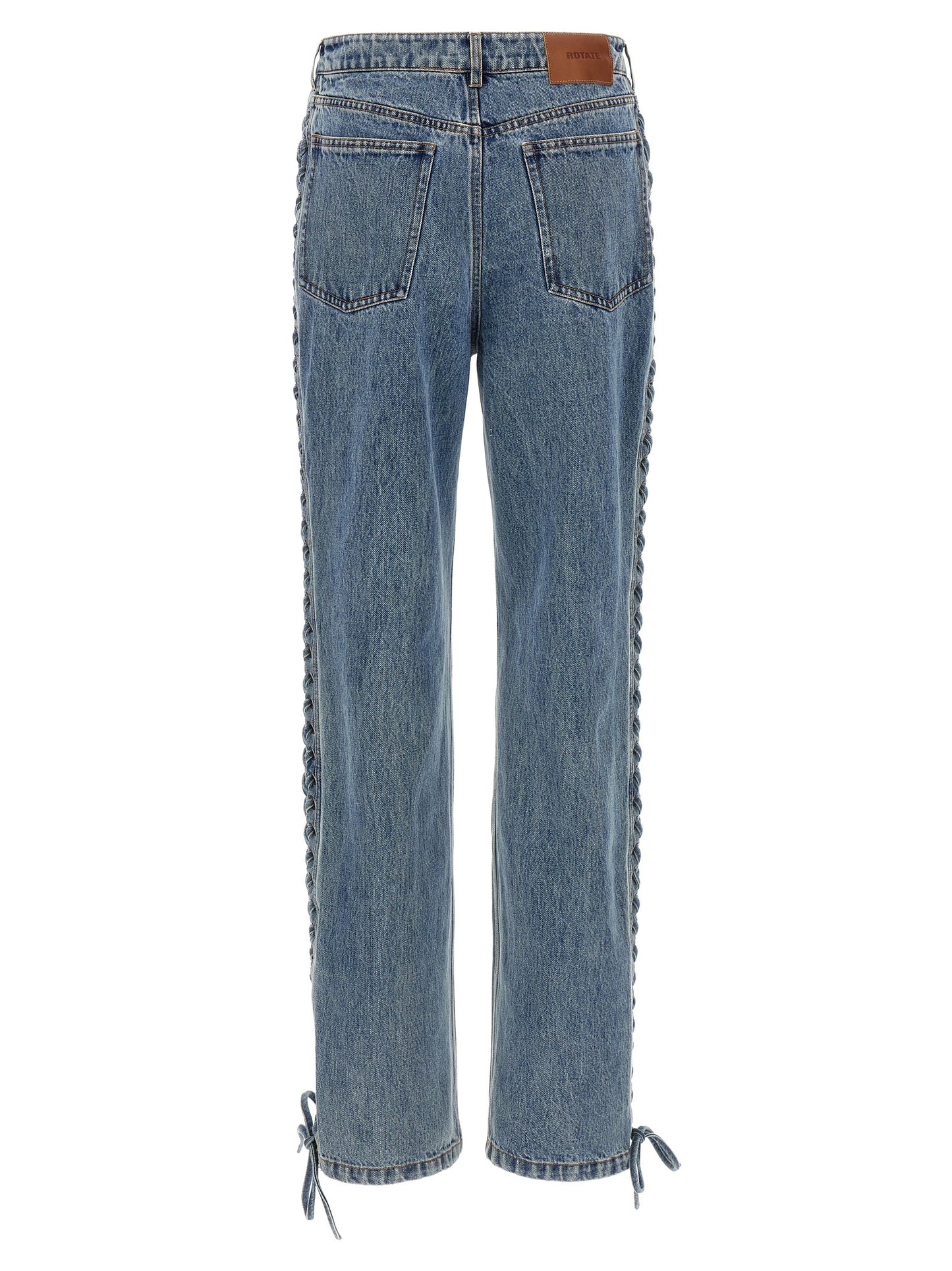 Blue Cotton Straight-Leg Jeans