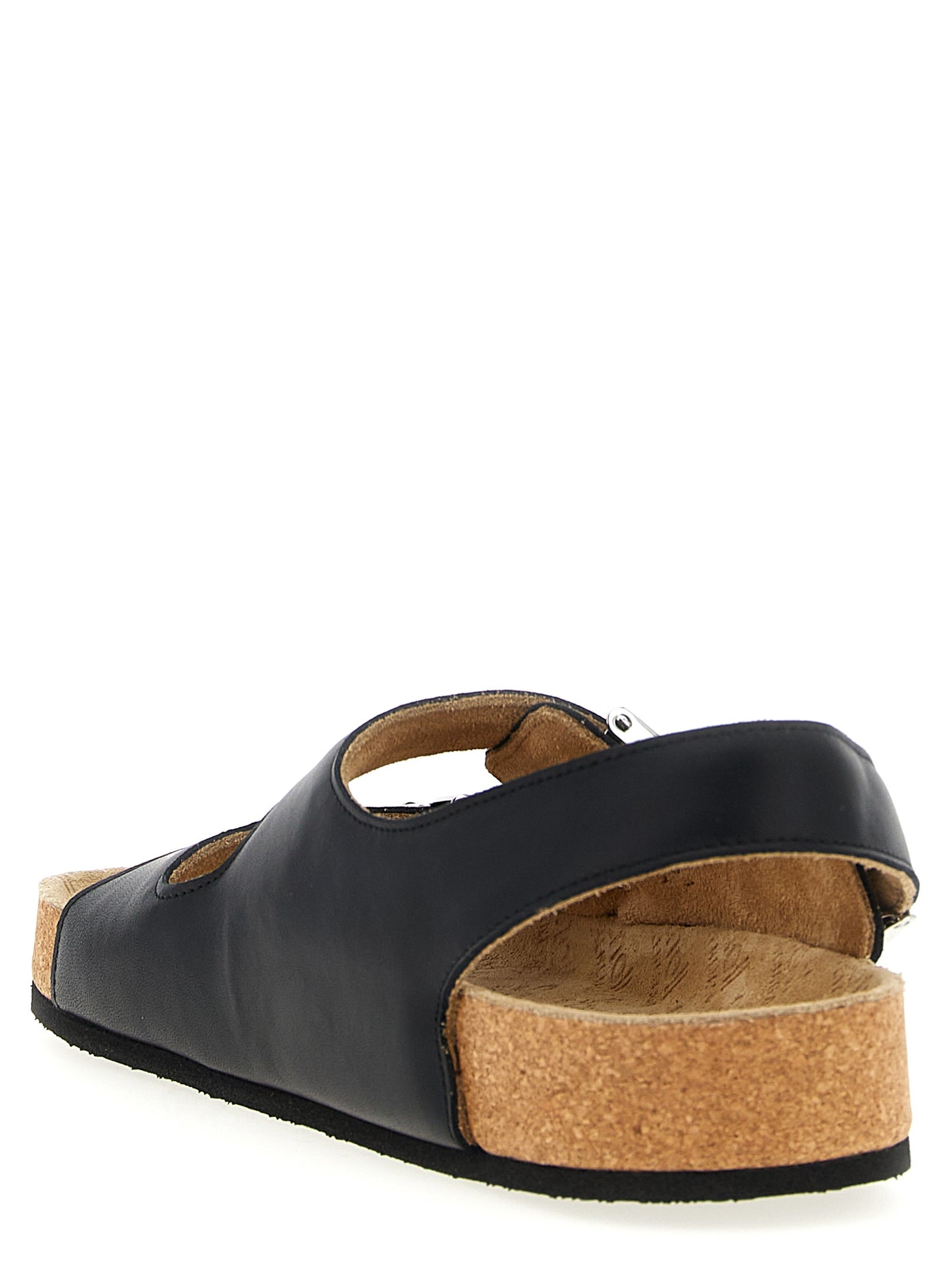 Black Calfskin Flat Sandals