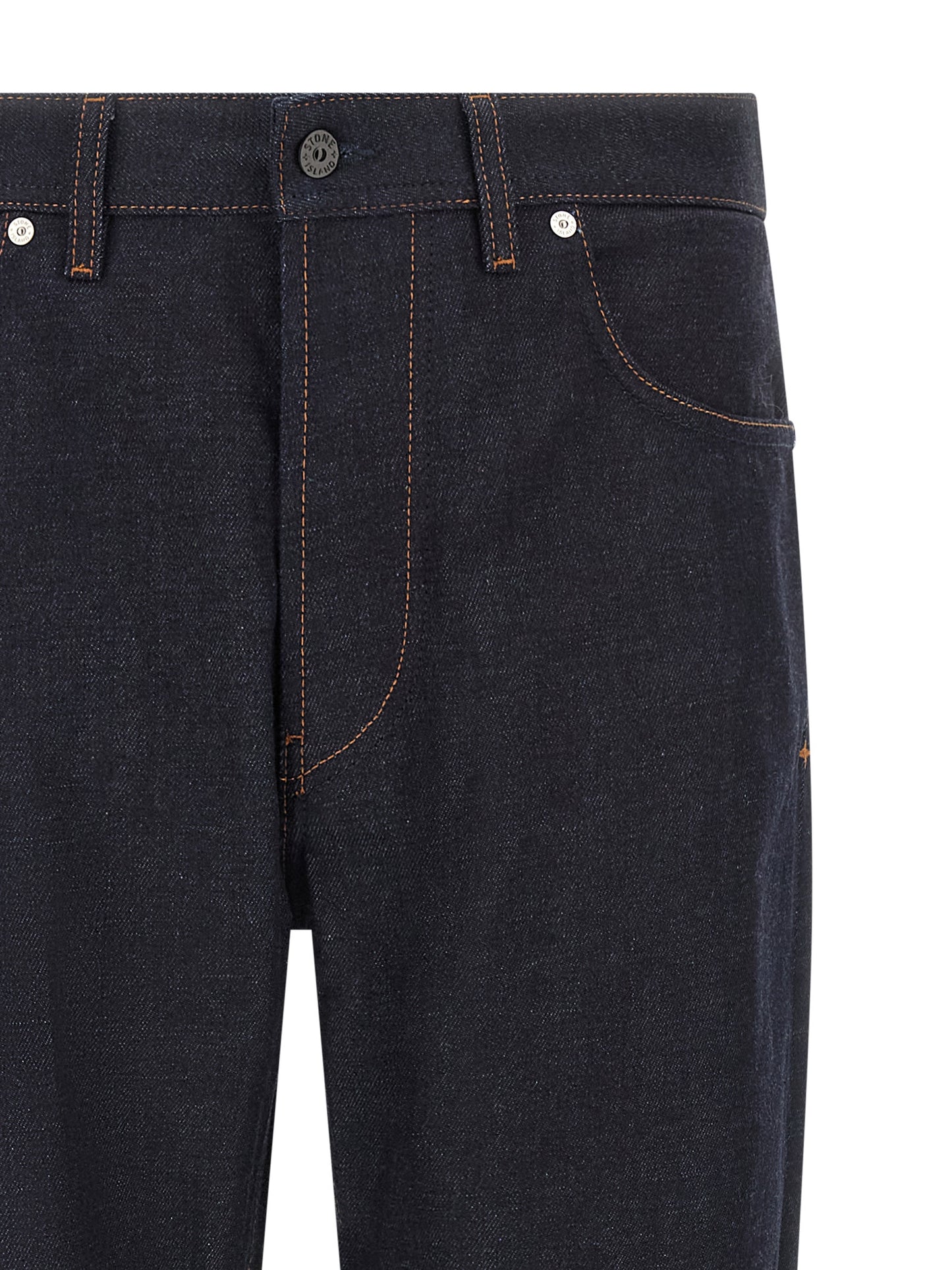 Blue Cotton Straight-Leg Jeans