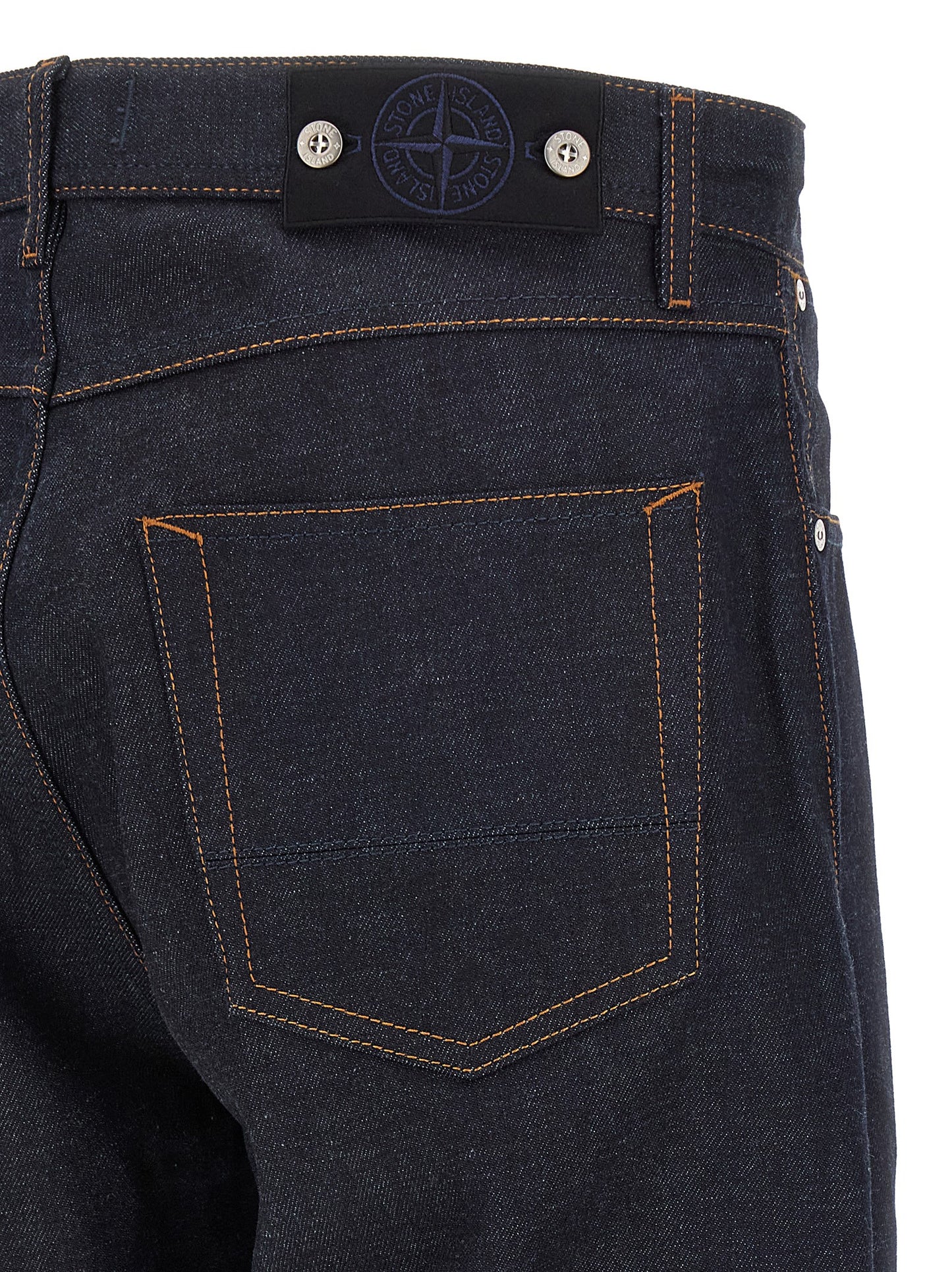 Blue Cotton Straight-Leg Jeans