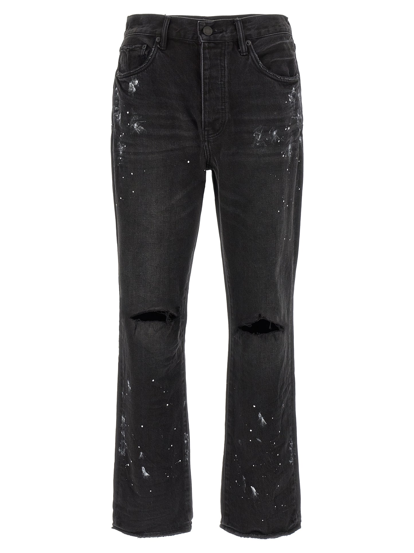 Black Cotton Straight-Leg Jeans