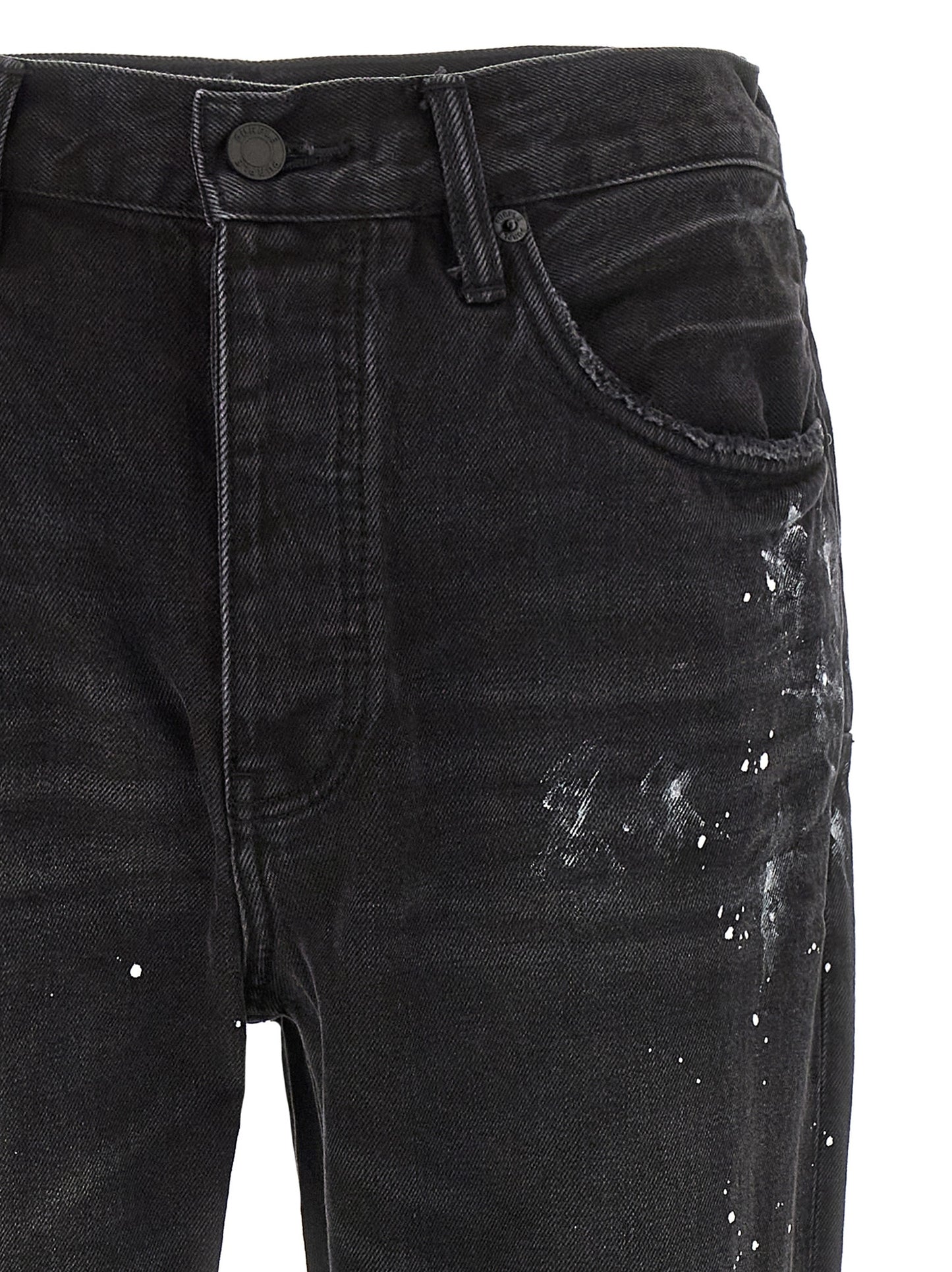 Black Cotton Straight-Leg Jeans