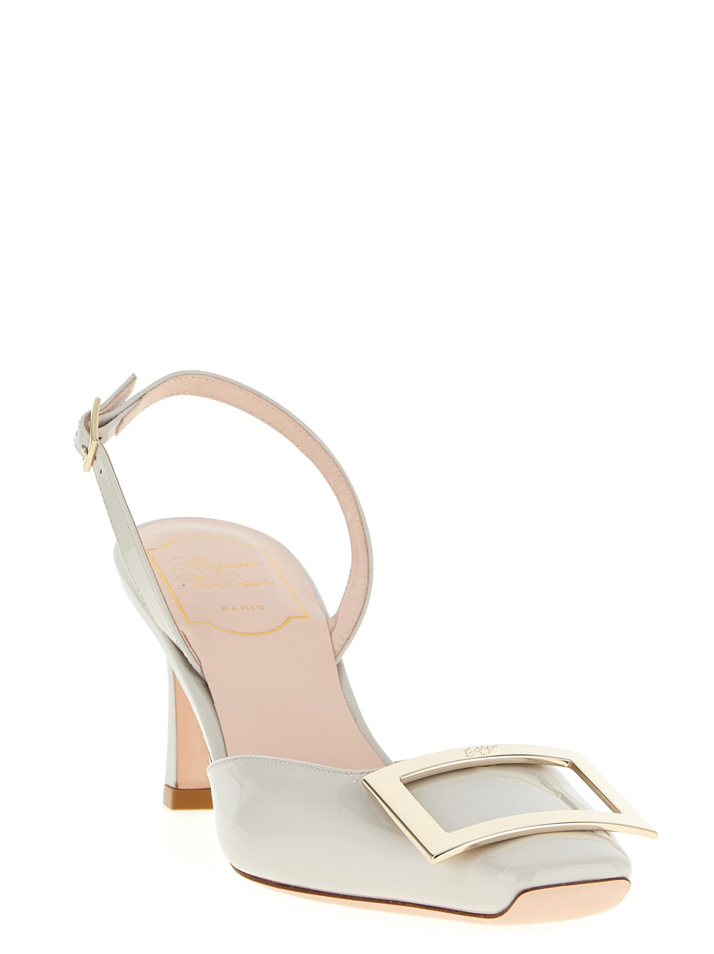 White Calfskin Mid Heel Pumps