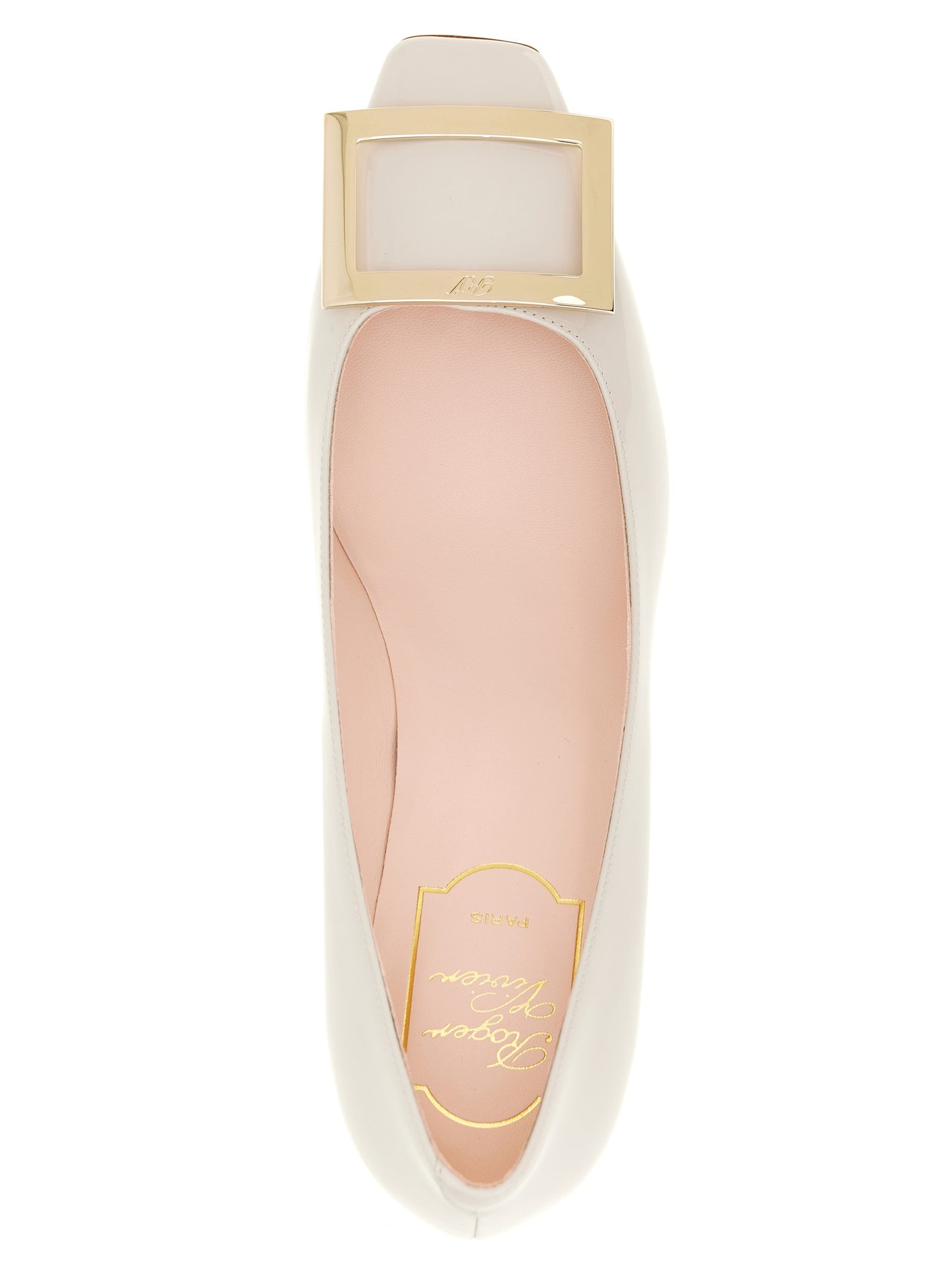 White Calfskin Mid Heel Pumps