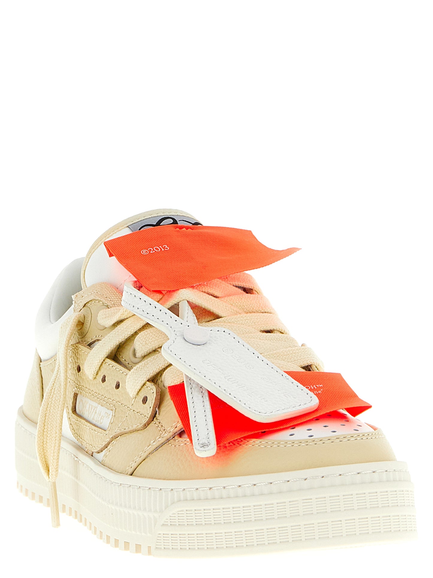 Beige Leather Low Top Sneakers