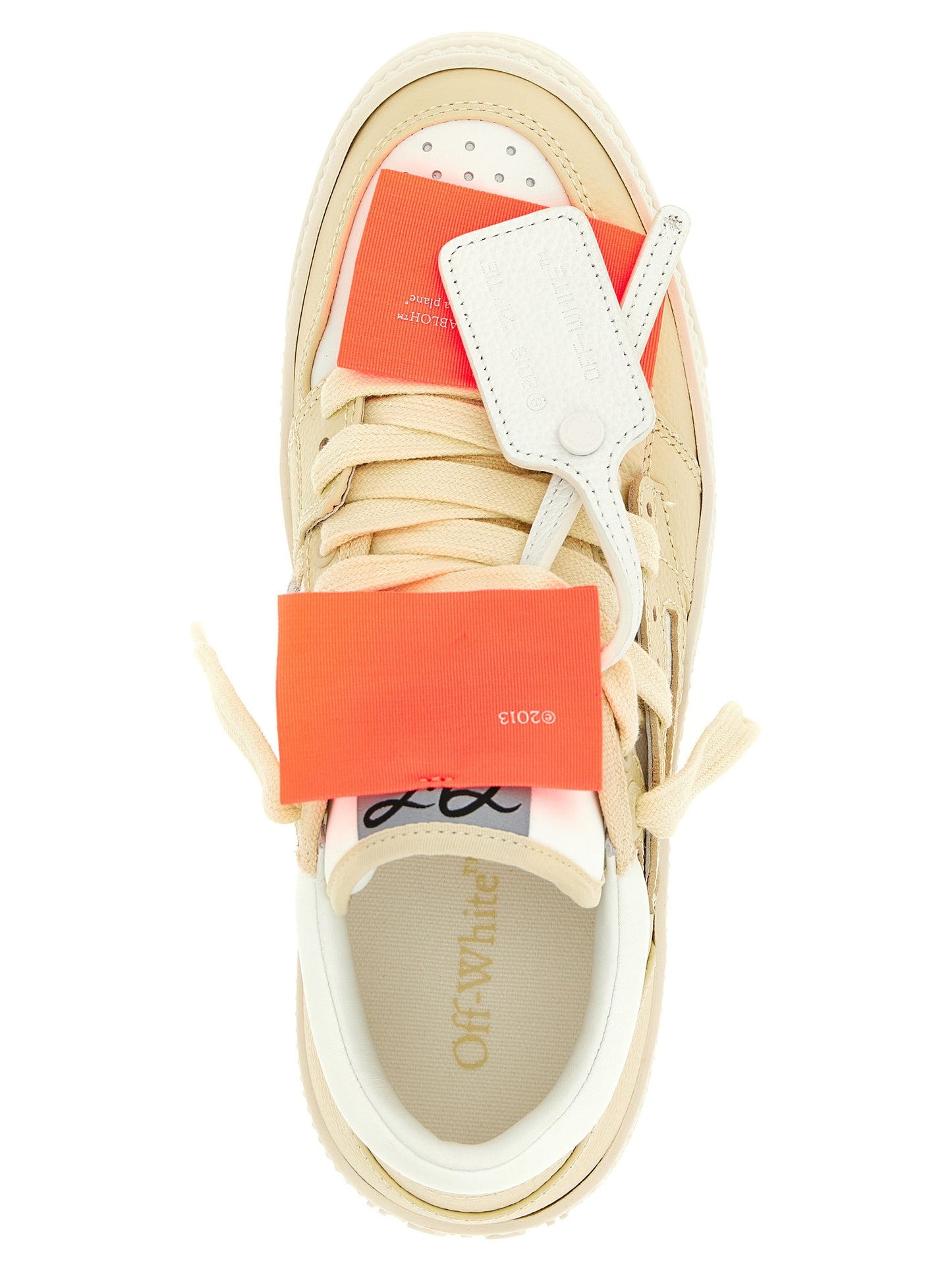 Beige Leather Low Top Sneakers