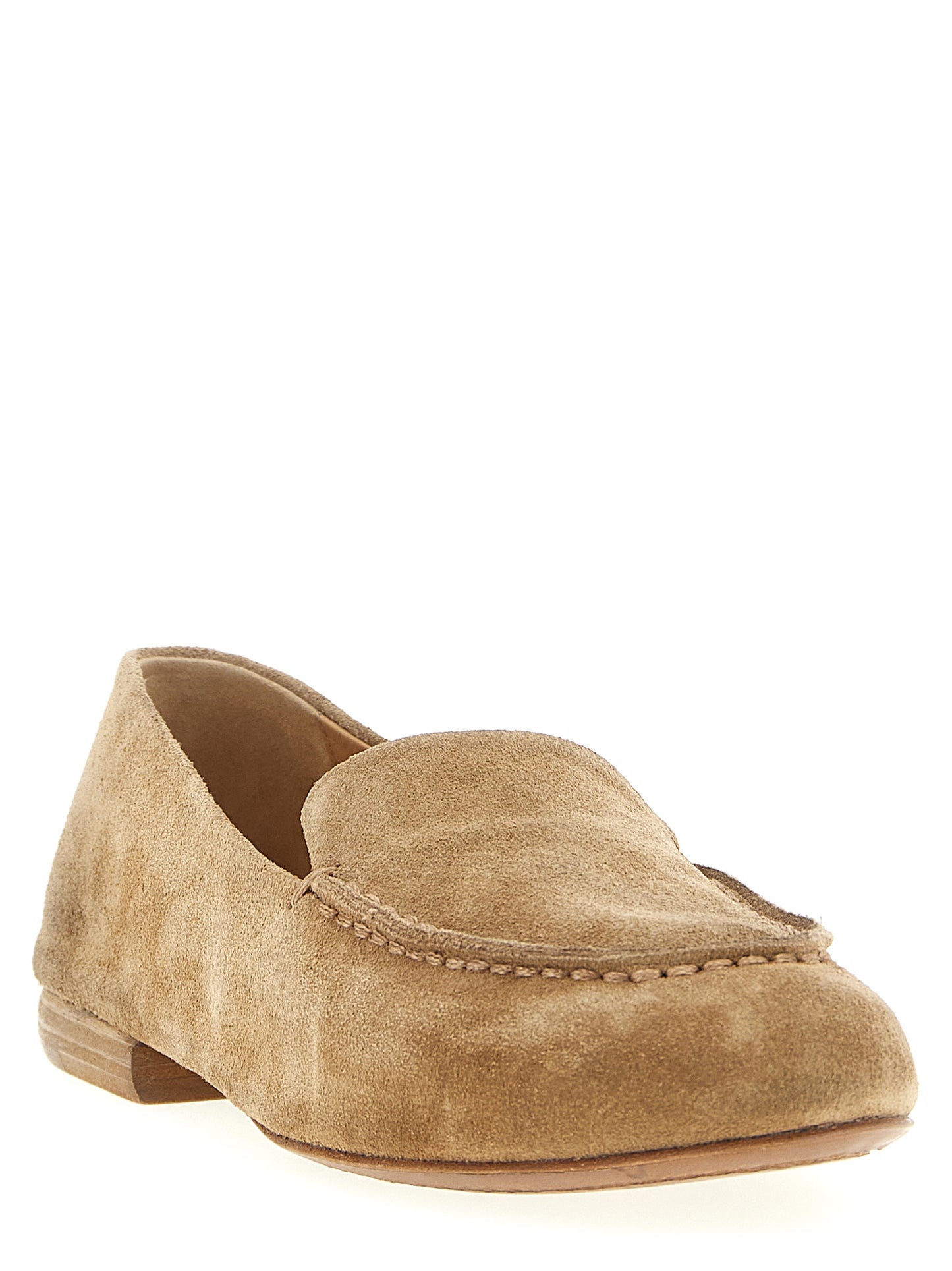 Beige Calfskin Slip-On Loafers
