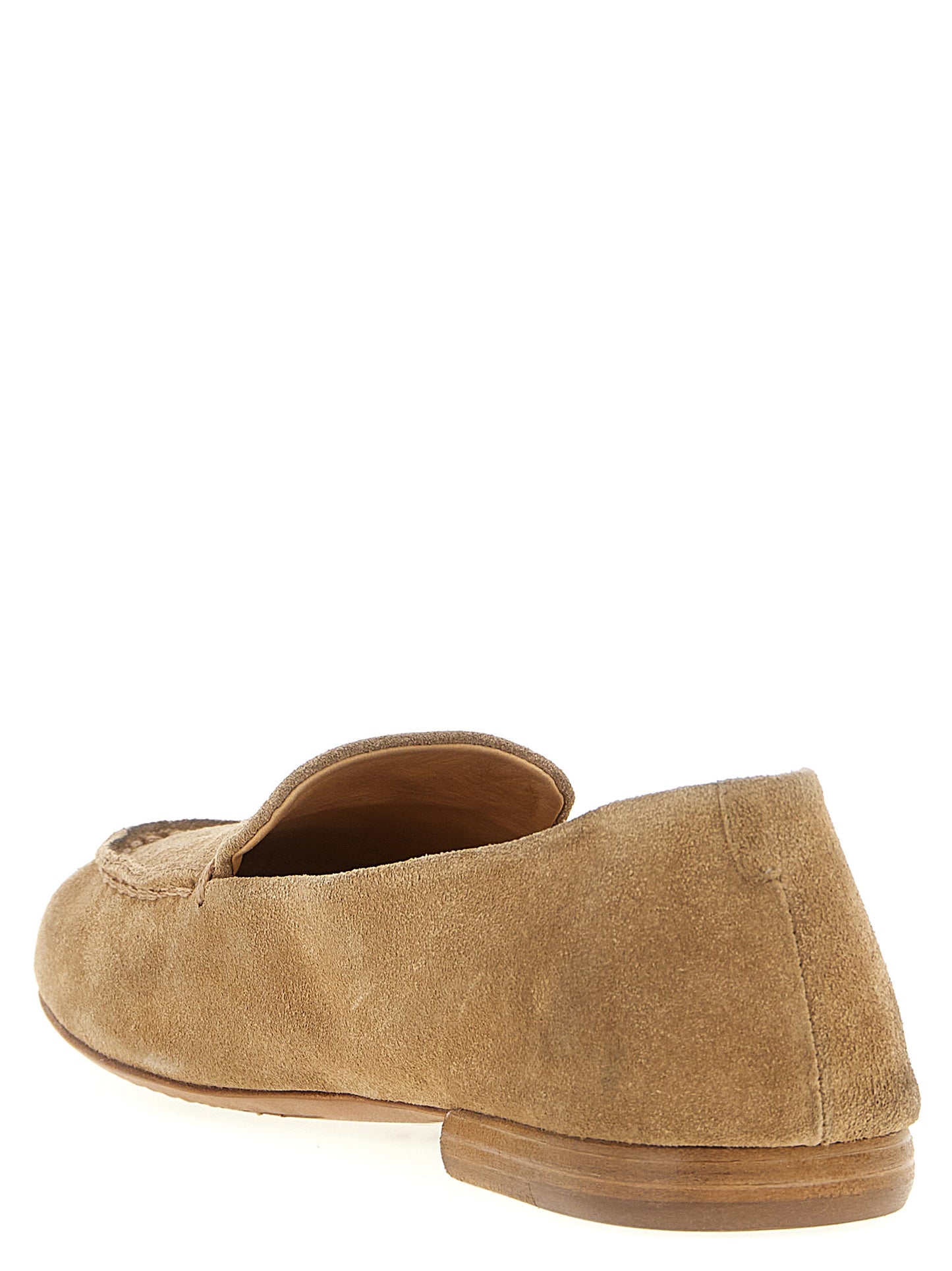 Beige Calfskin Slip-On Loafers