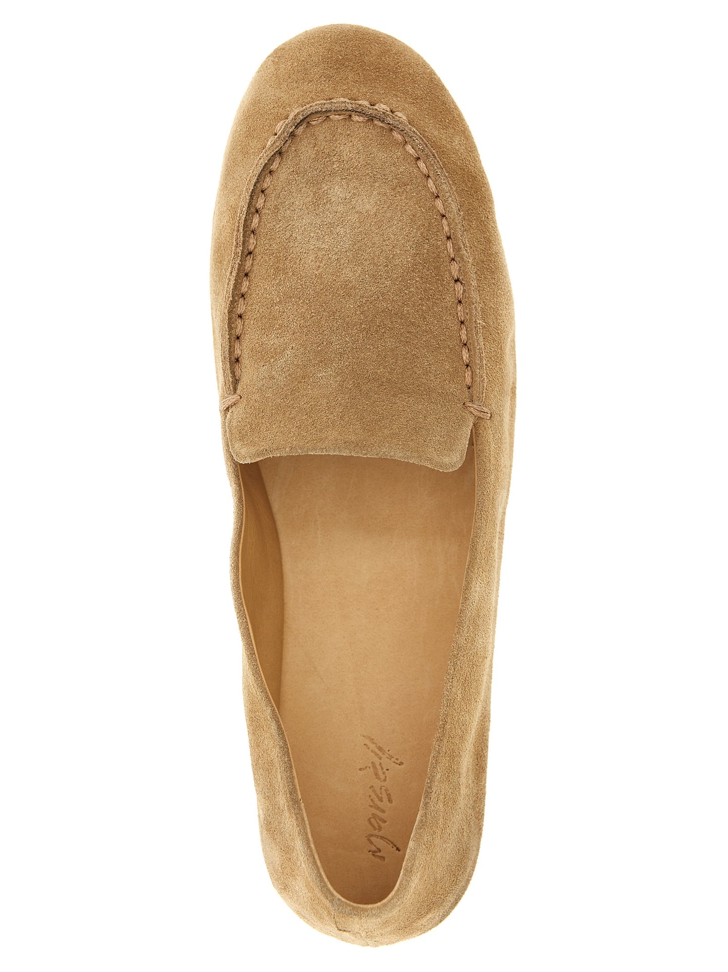 Beige Calfskin Slip-On Loafers