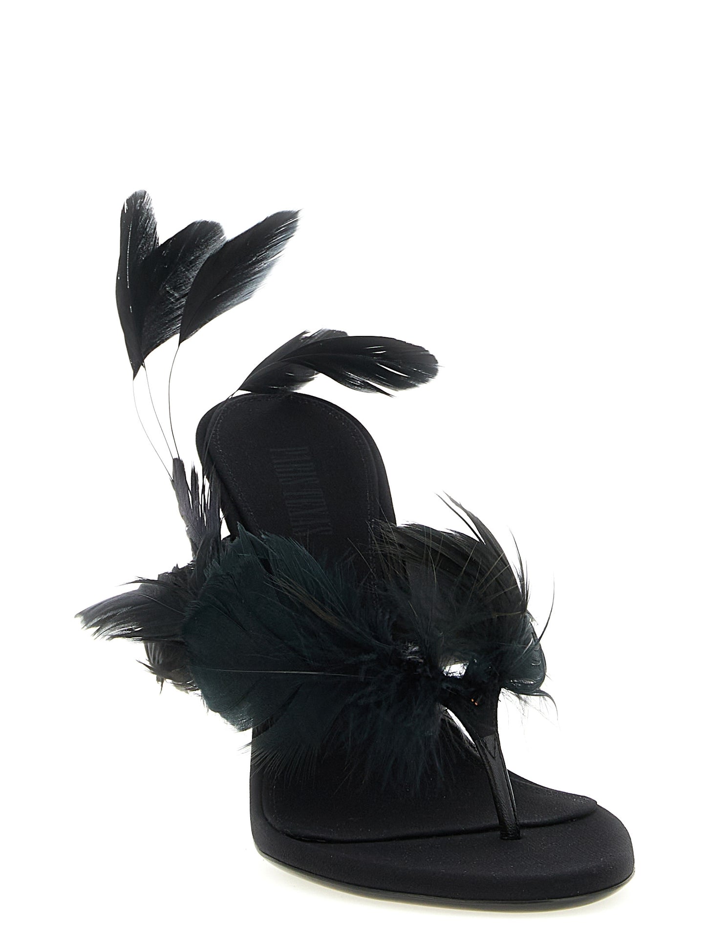 Black Silk Stiletto Heel Sandals