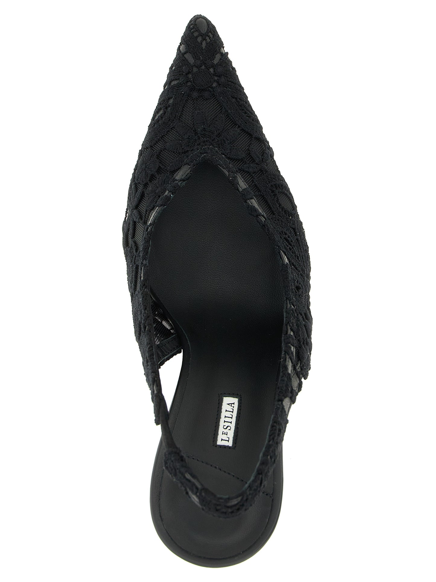 Black Cotton High Heel Pumps