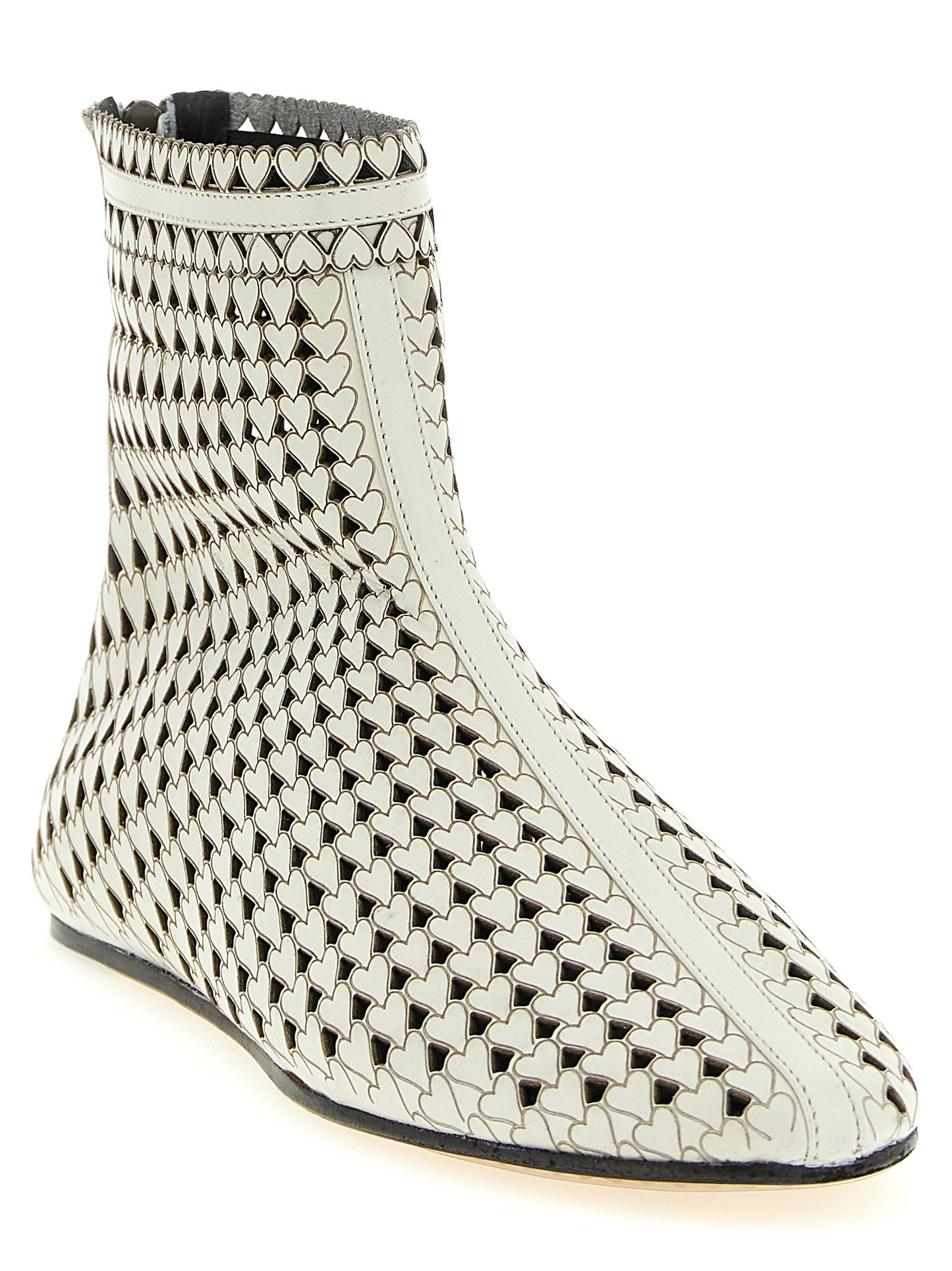 Beige Calfskin Ankle Boots