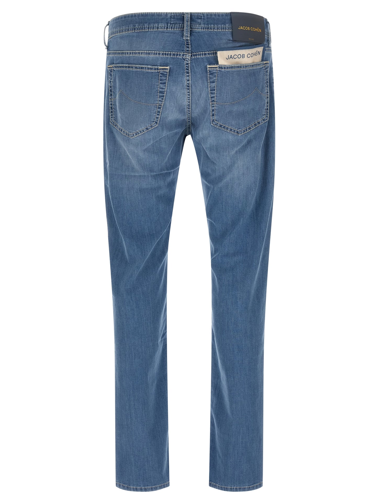 Blue Cotton Straight-Leg Jeans