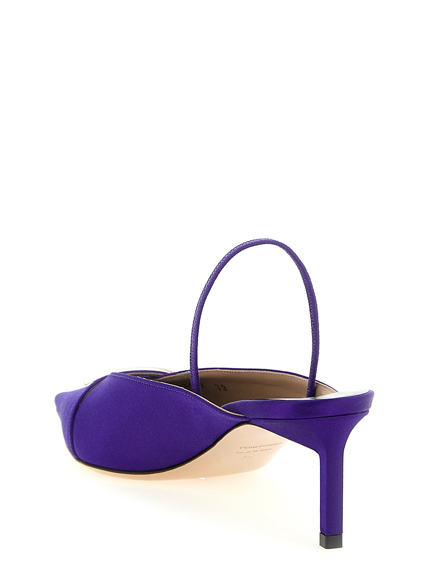 Purple Viscose Mid Heel Pumps