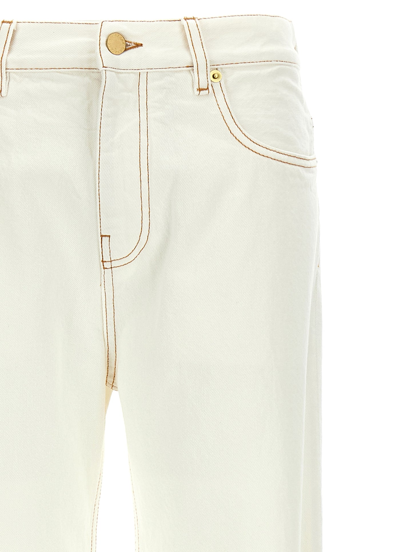 White Cotton Straight-Leg Jeans