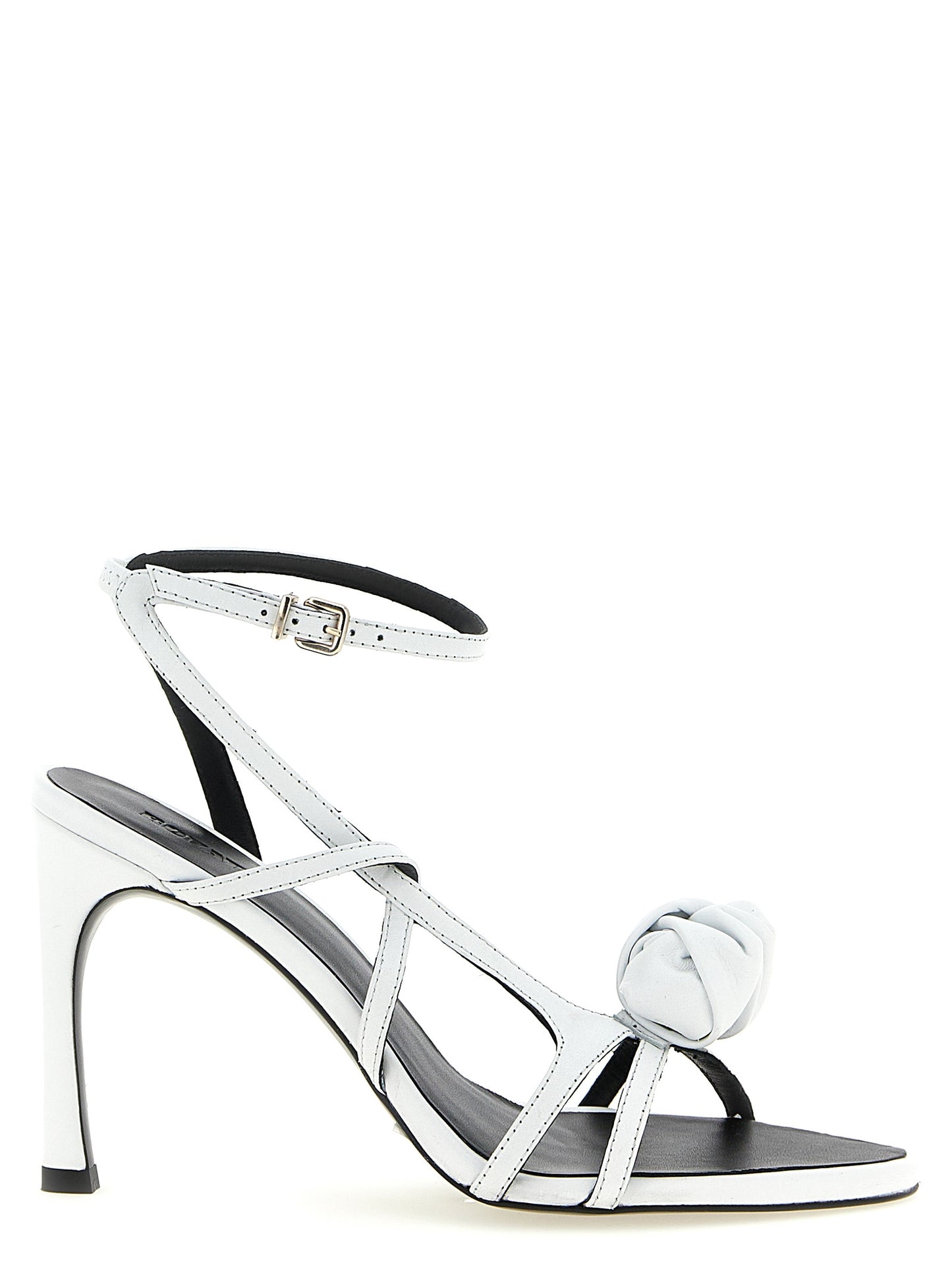 White Calfskin Stiletto Heel Sandals