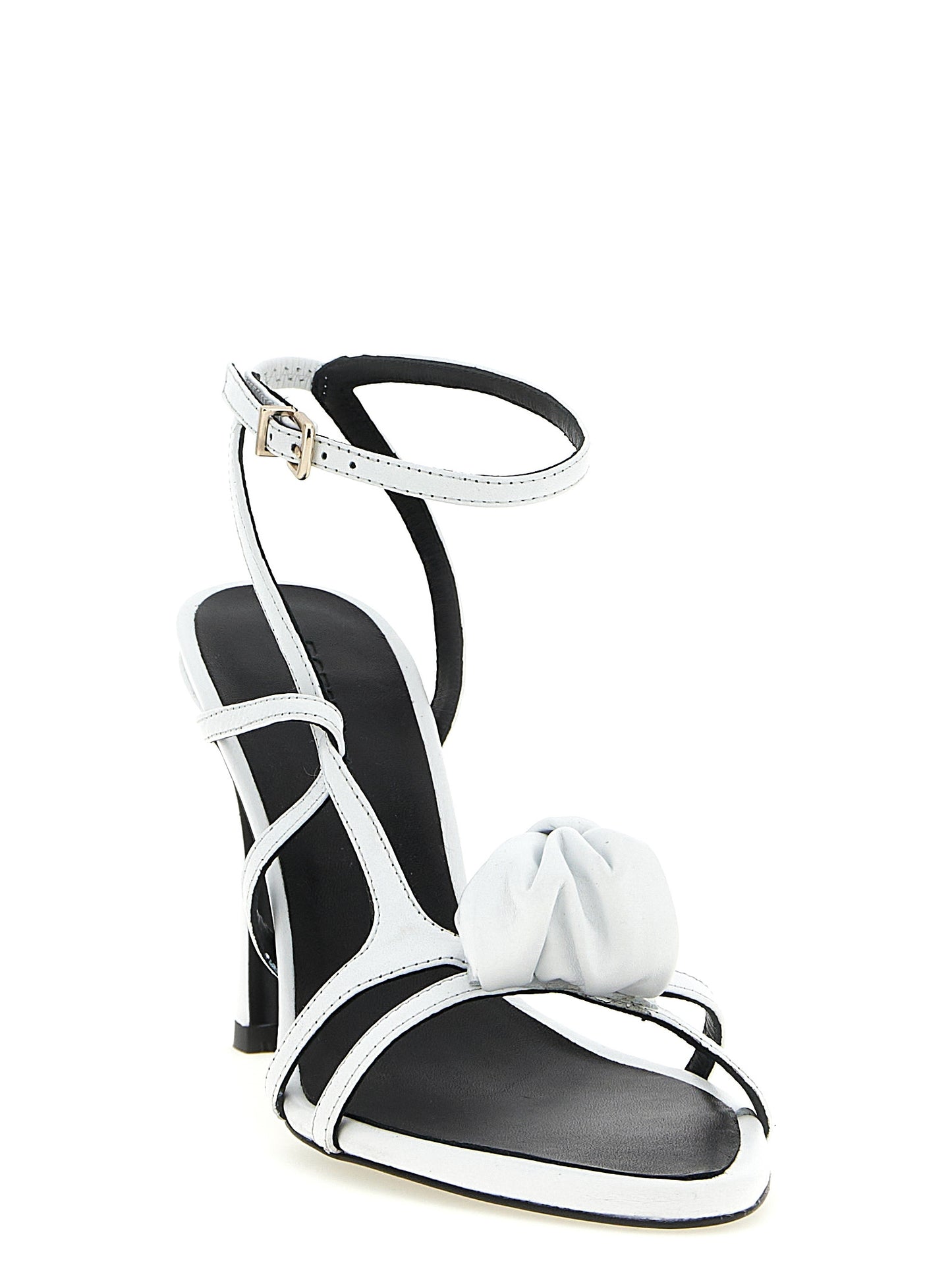 White Calfskin Stiletto Heel Sandals