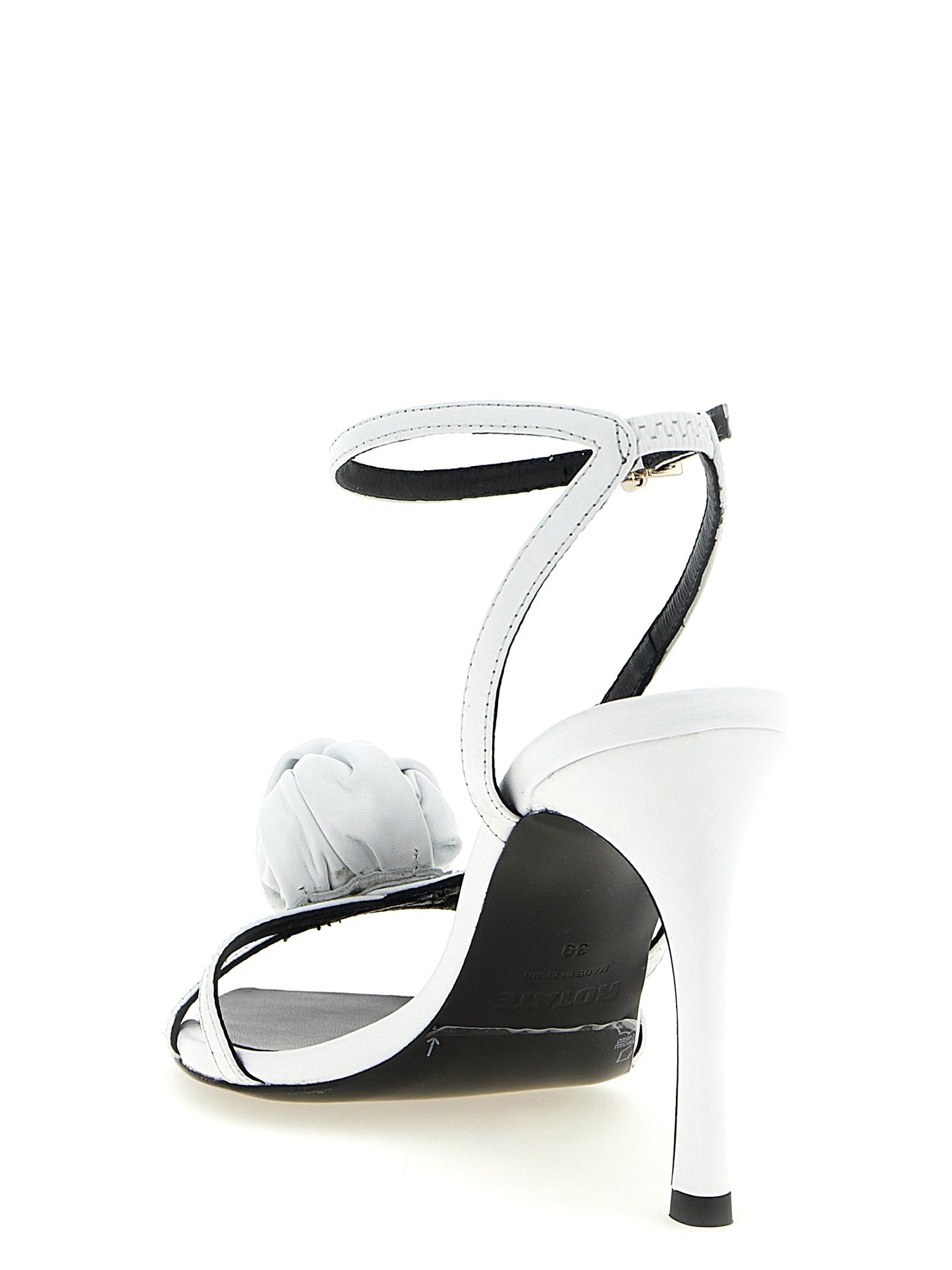 White Calfskin Stiletto Heel Sandals
