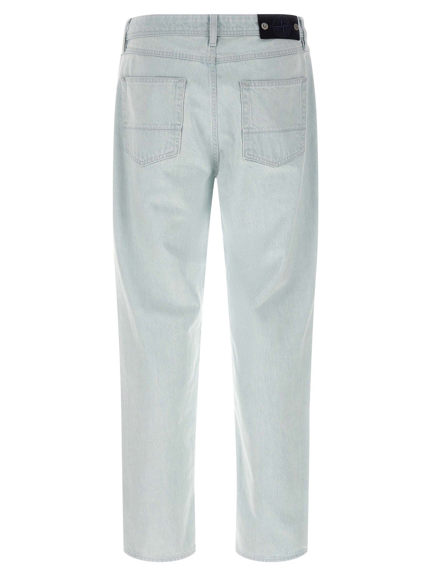 Blue Cotton Straight-Leg Jeans