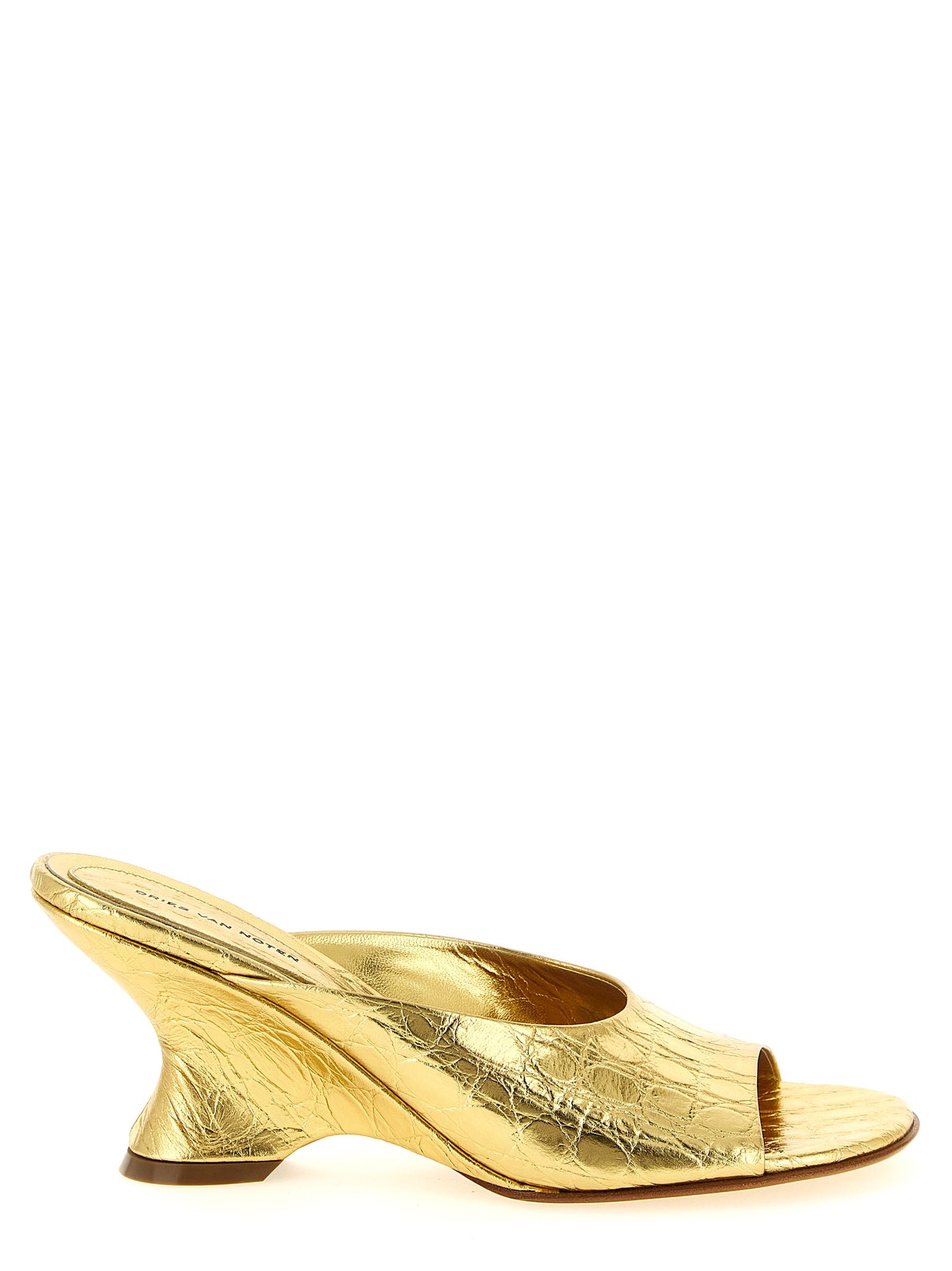 Gold Calfskin Wedge Sandals