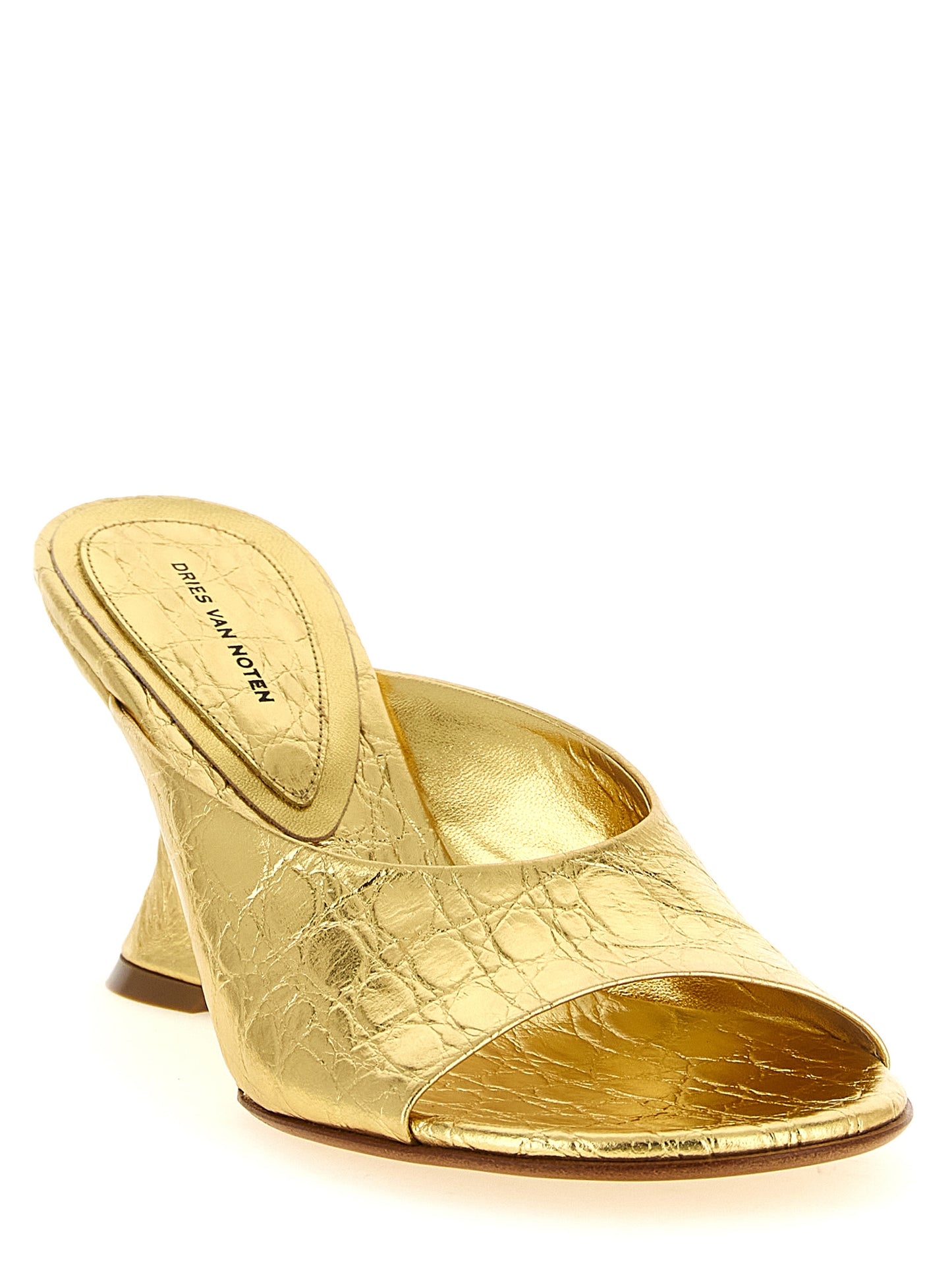 Gold Calfskin Wedge Sandals