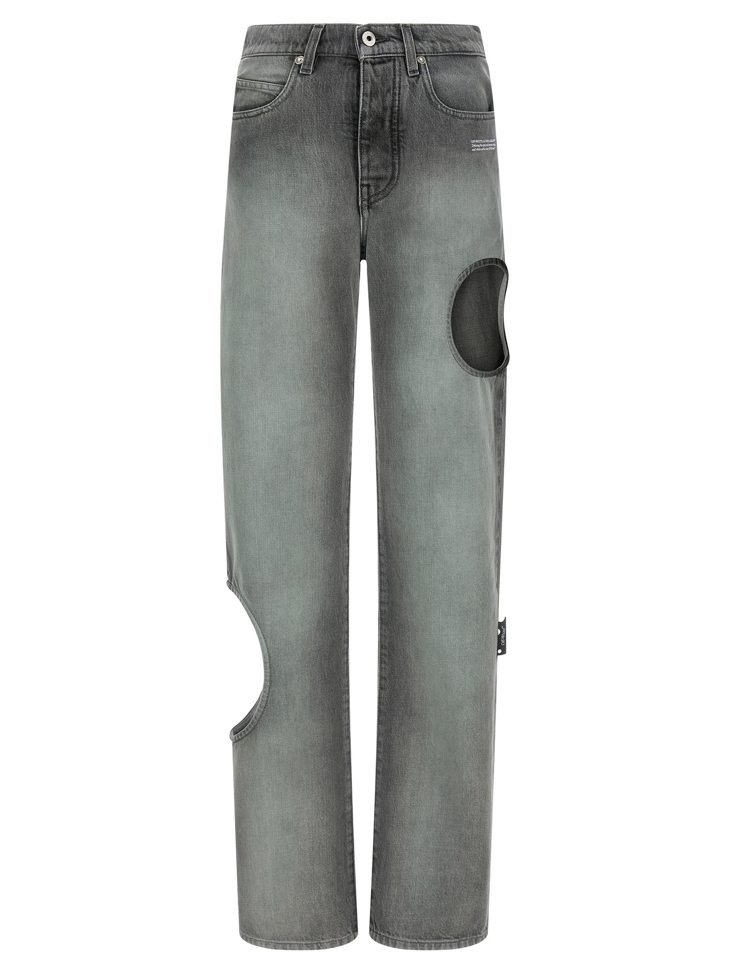 Gray Cotton Straight-Leg Jeans