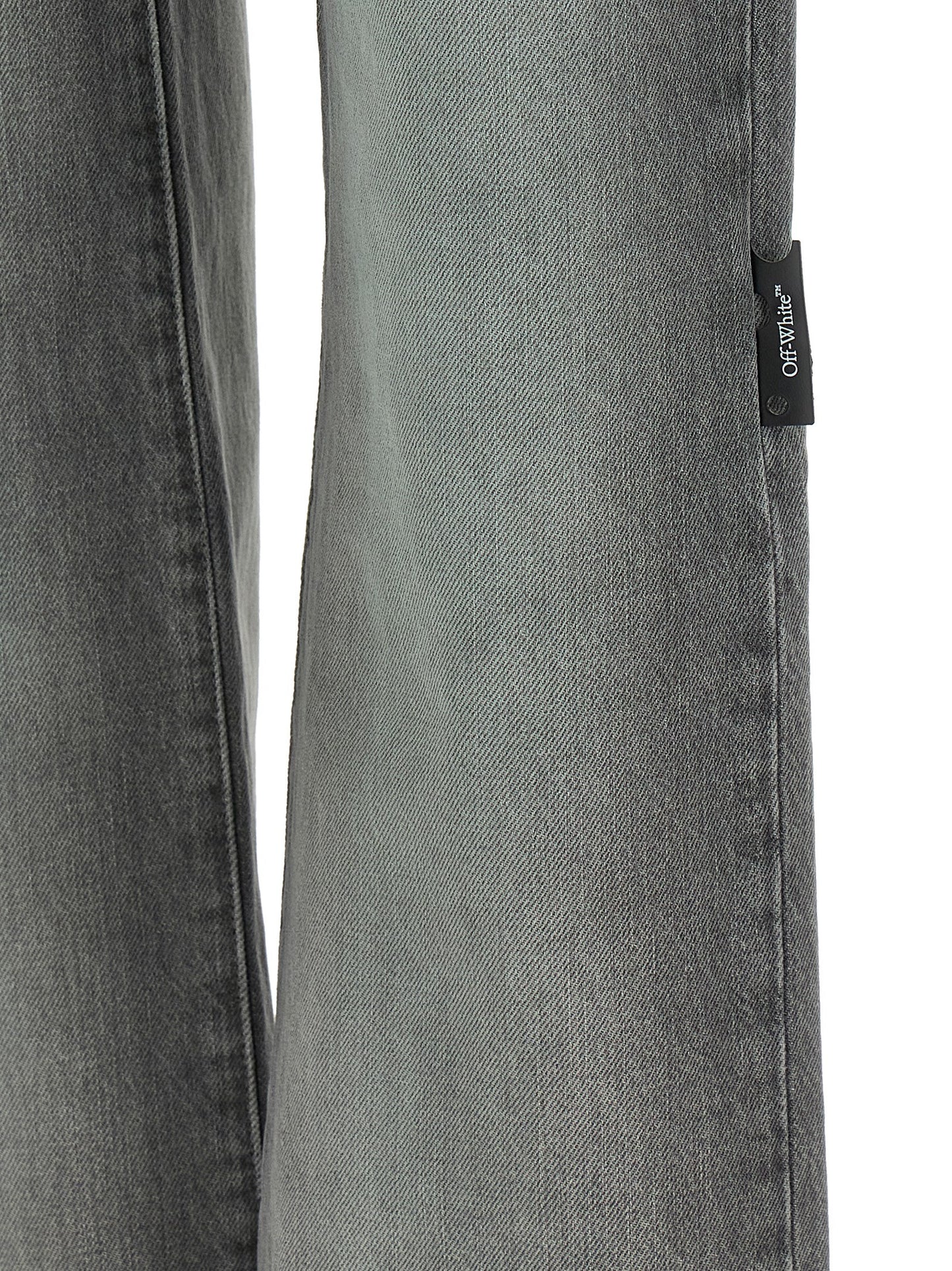 Gray Cotton Straight-Leg Jeans