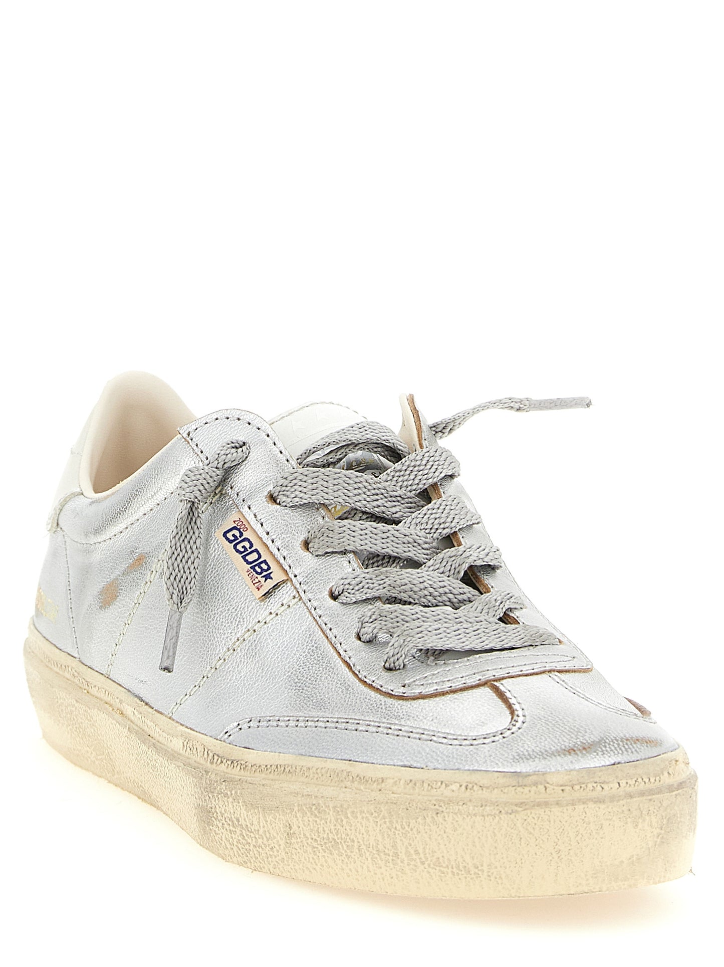 Silver Cowhide Low Top Sneakers