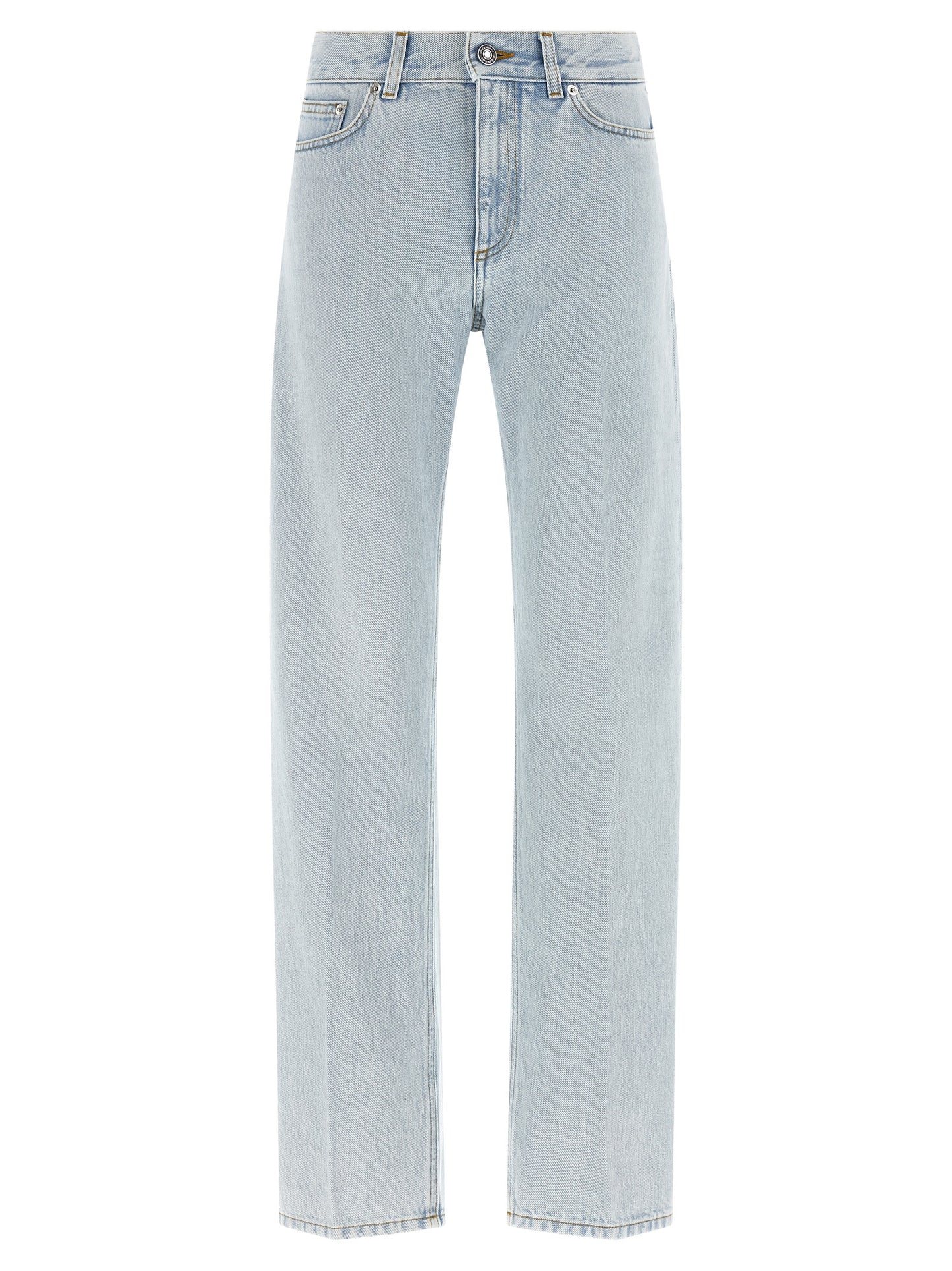Blue Cotton Straight-Leg Jeans