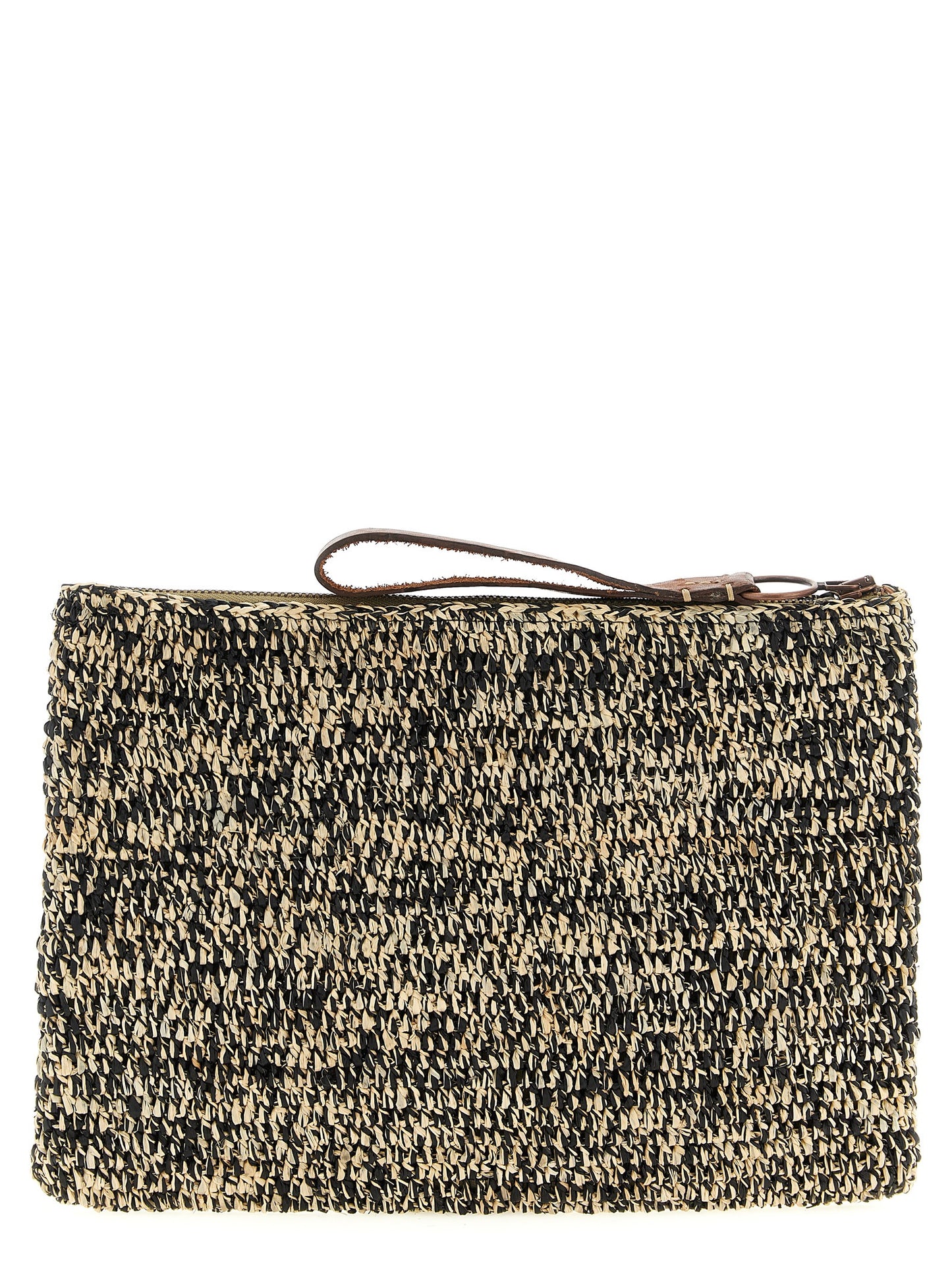 Bicolor Raffia Clutch Bag