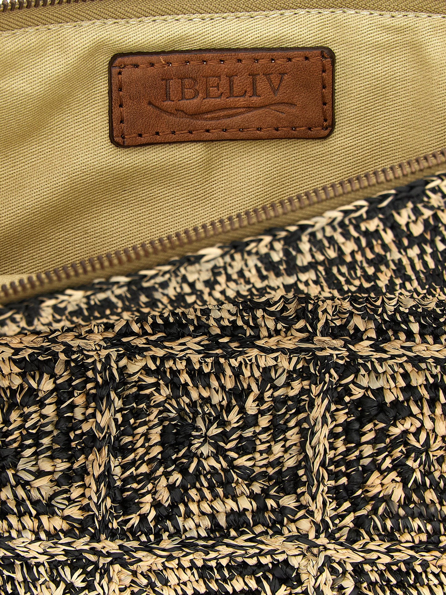 Bicolor Raffia Clutch Bag