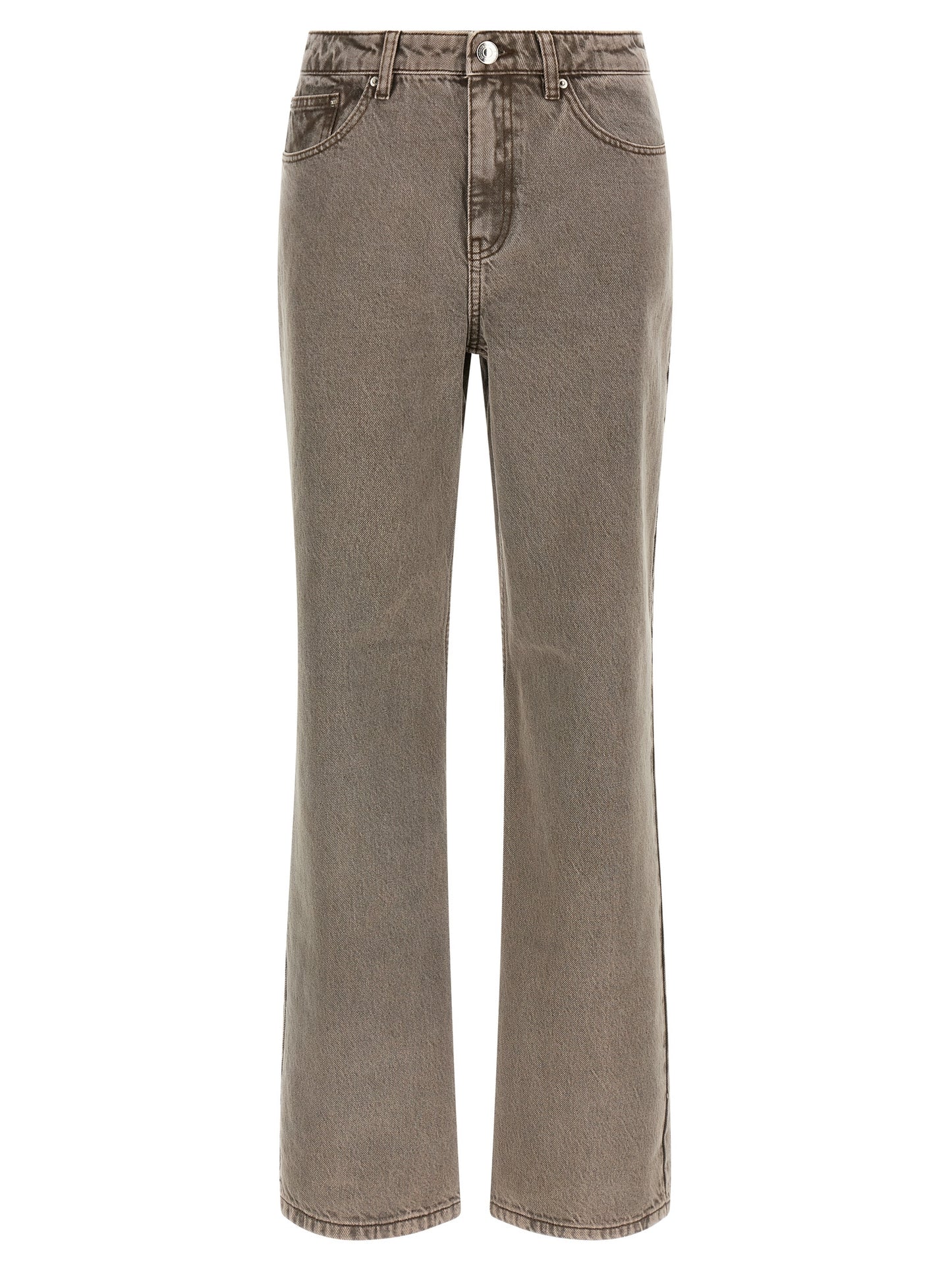 Brown Cotton Straight-Leg Jeans