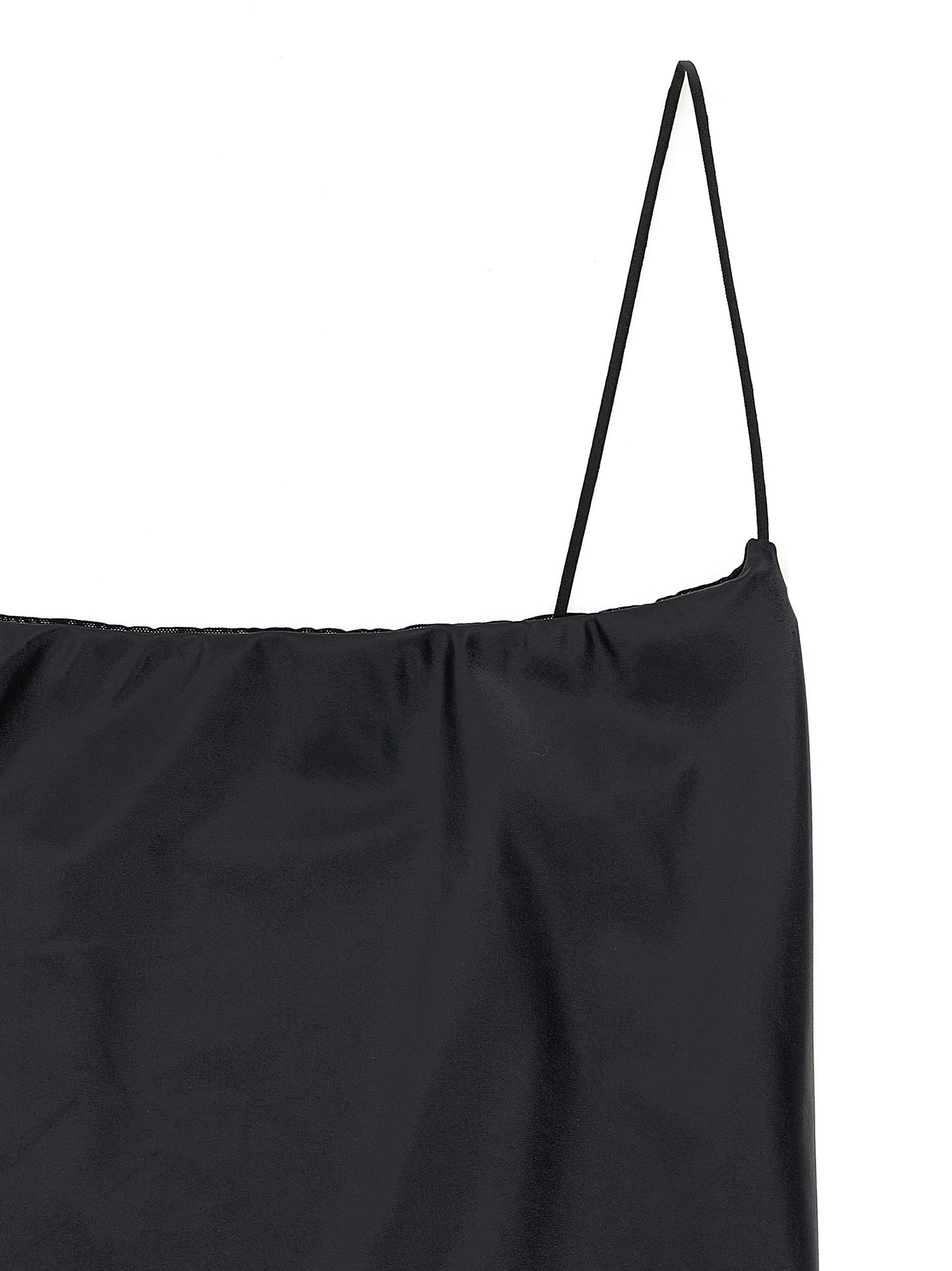Black Polyester One-Piece Swimsuit
