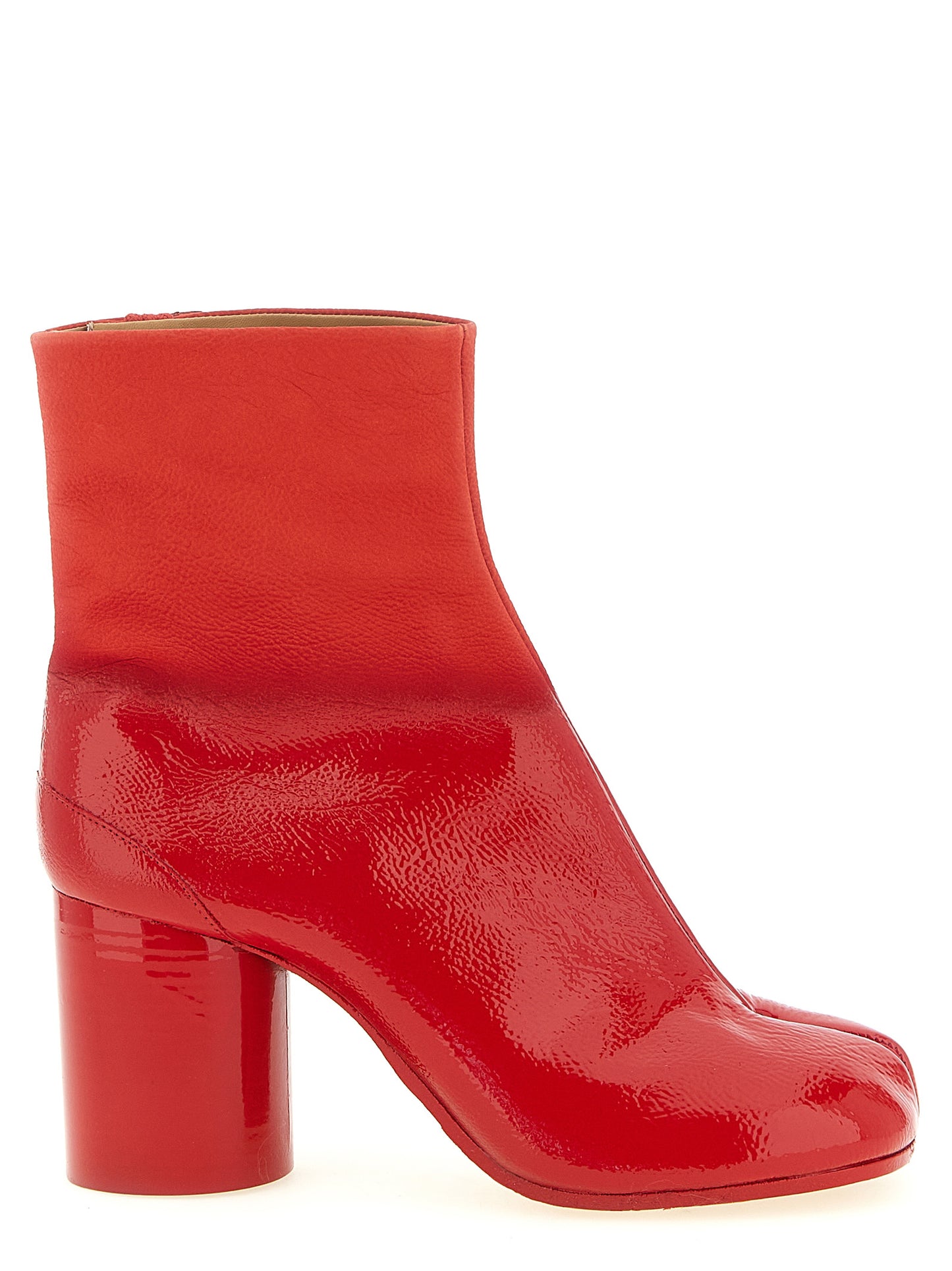 Red Bovine Leather Ankle Boots
