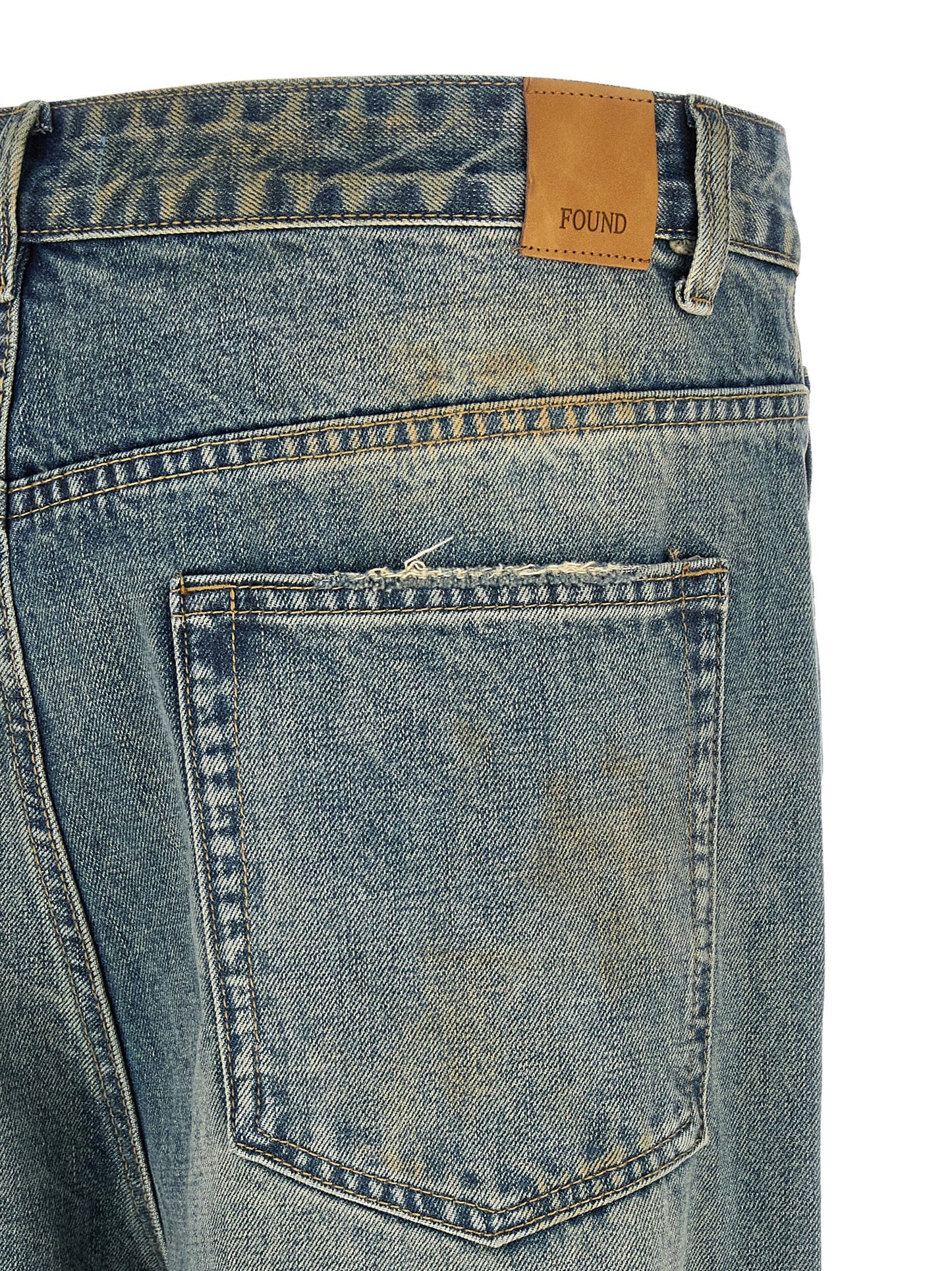 Blue Cotton Straight-Leg Jeans