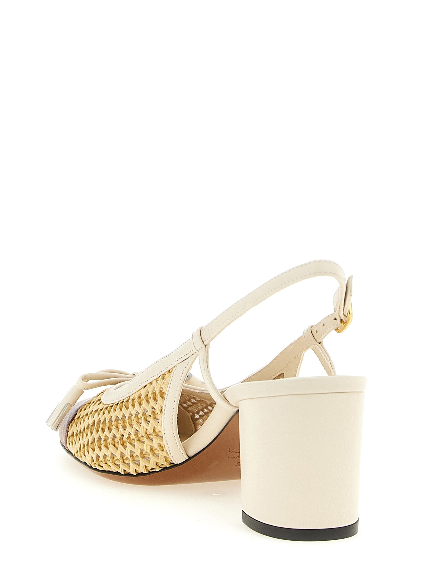 Beige Goatskin Mid Heel Pumps