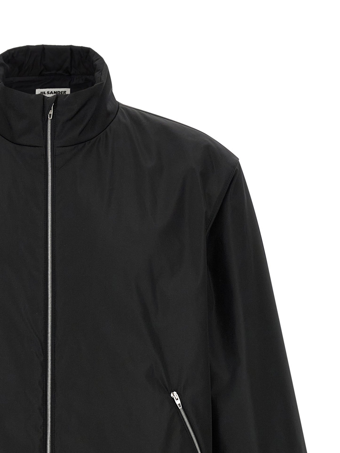 Black Polyester Full-Length Jacket