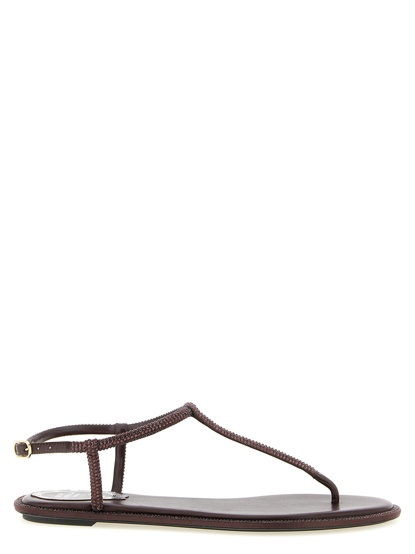 Brown Viscose Flat Sandals