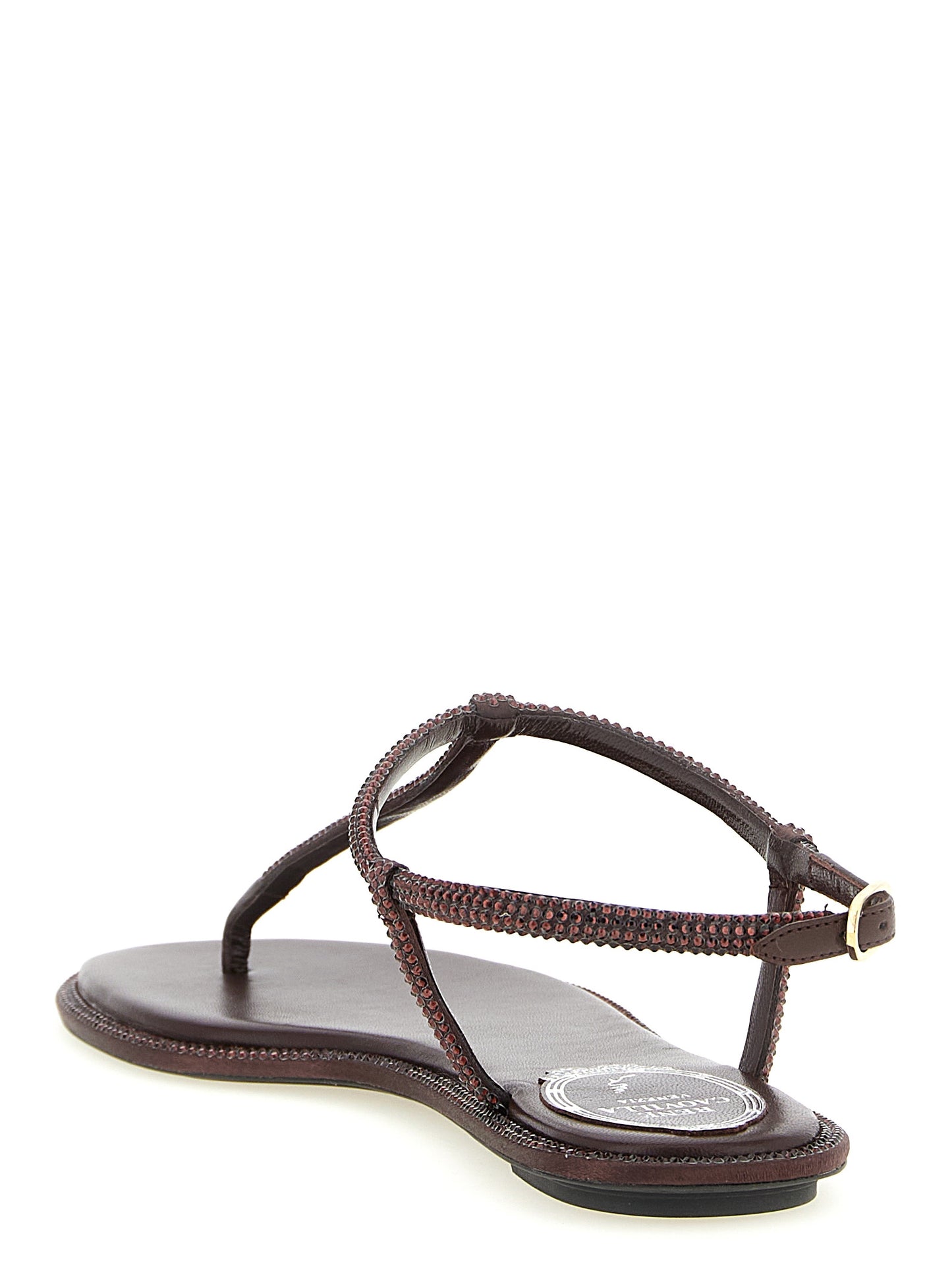 Brown Viscose Flat Sandals