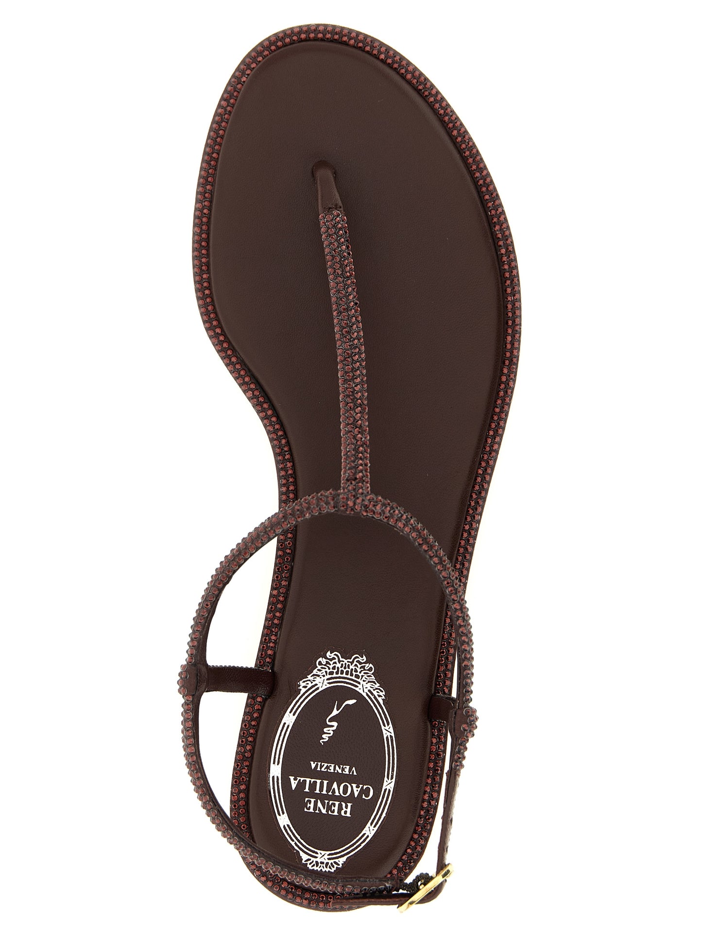 Brown Viscose Flat Sandals