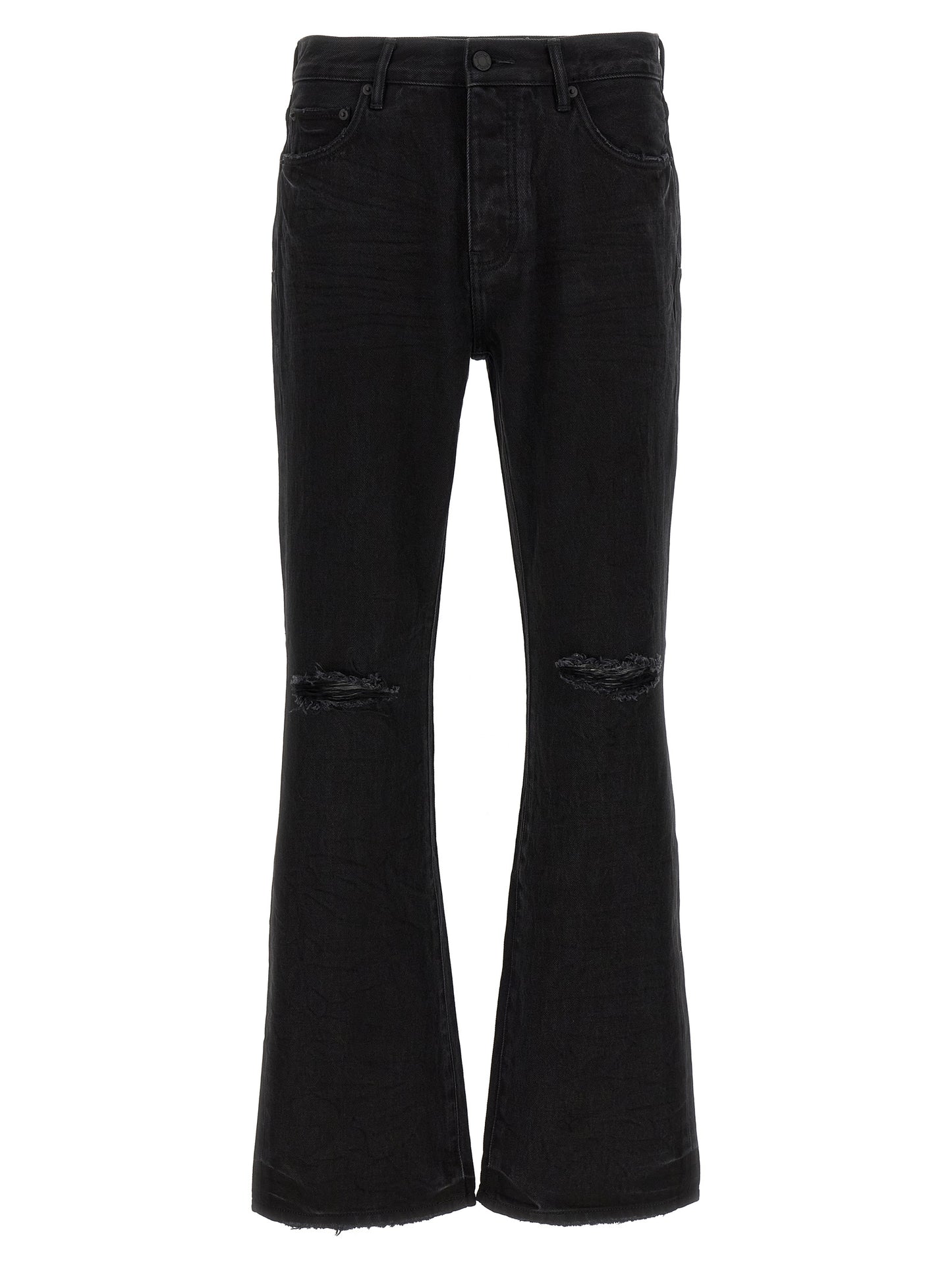 Black Cotton Flared Jeans