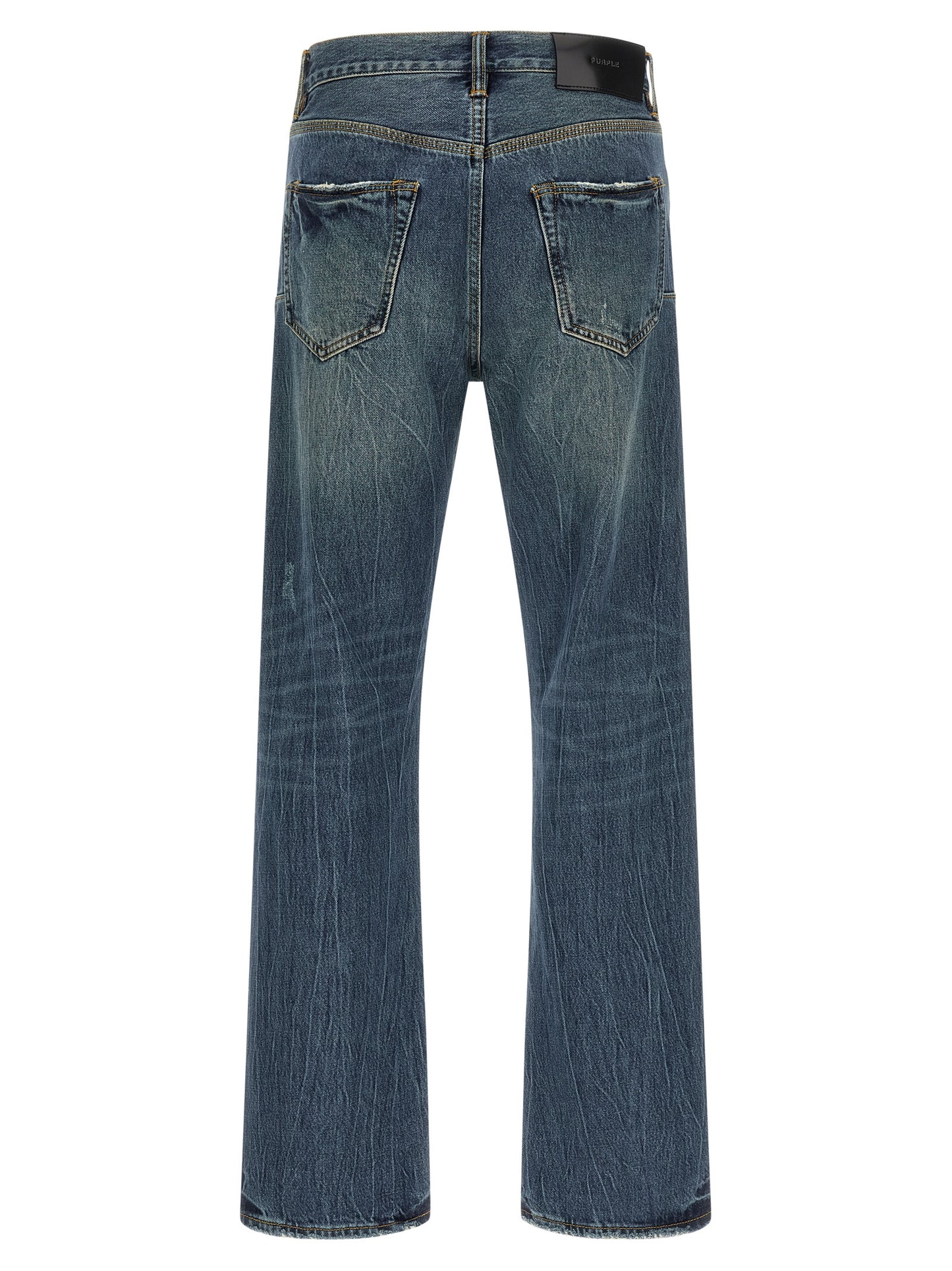 Blue Cotton Straight-Leg Jeans