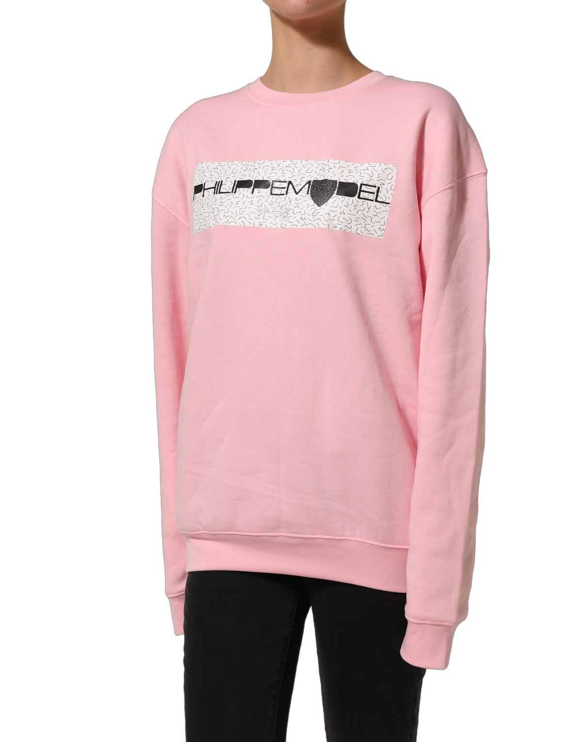 Pink Cotton Logo Long Sleeves Pullover Sweater