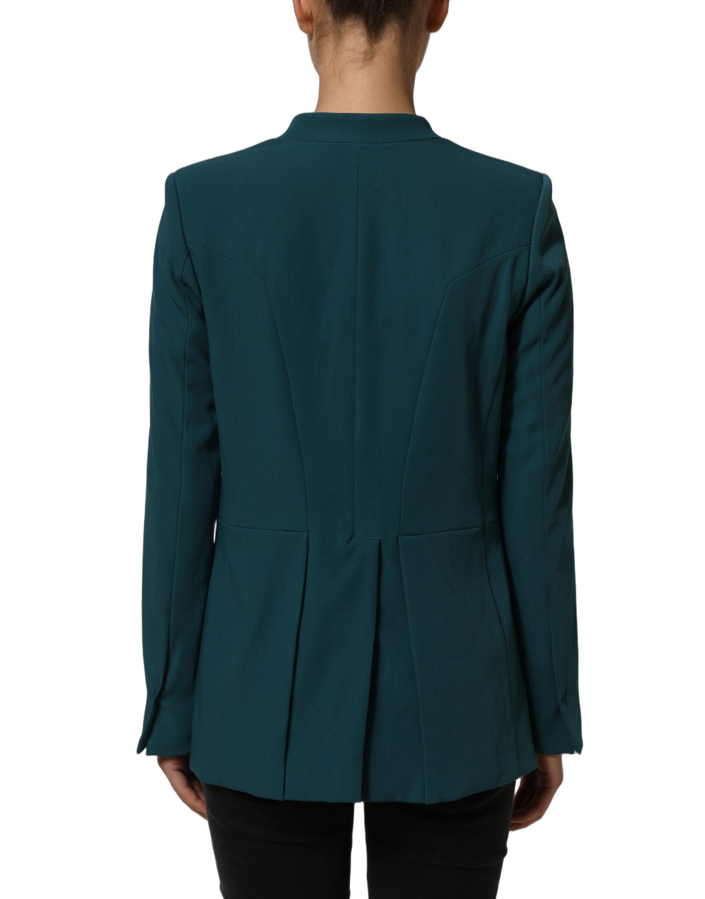 Dark Green Beige Polyester Overcoat Women Blazer Jacket