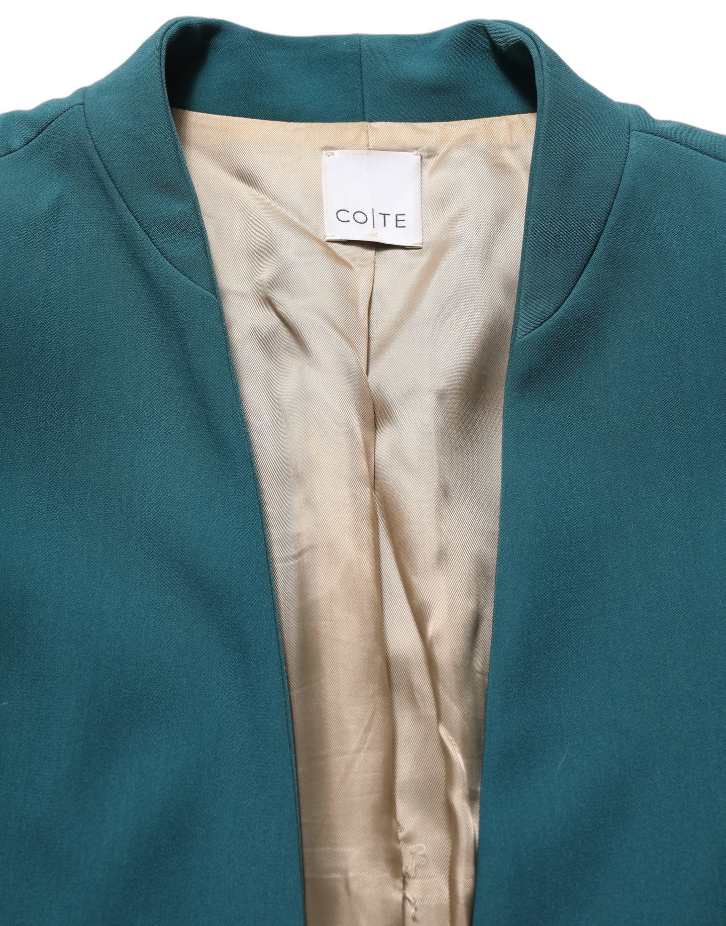 Dark Green Beige Polyester Overcoat Women Blazer Jacket