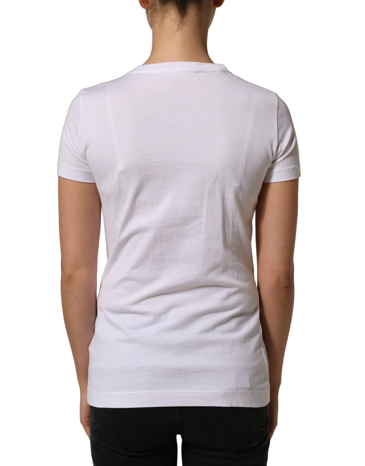 White DG Logo Embellished Round Neck T-shirt