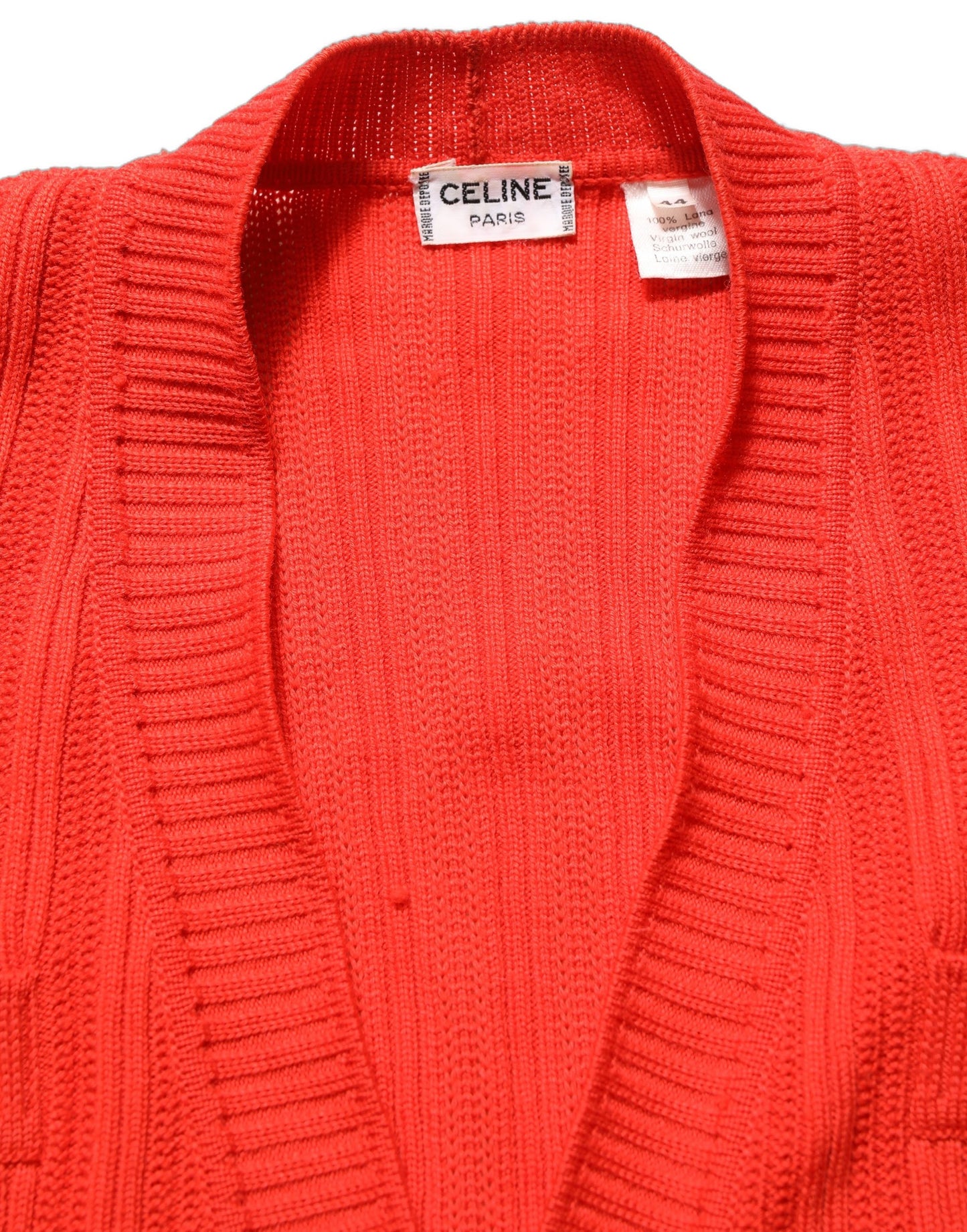 Red Wool Knit ButtonEmbellished Cardigan Sweater