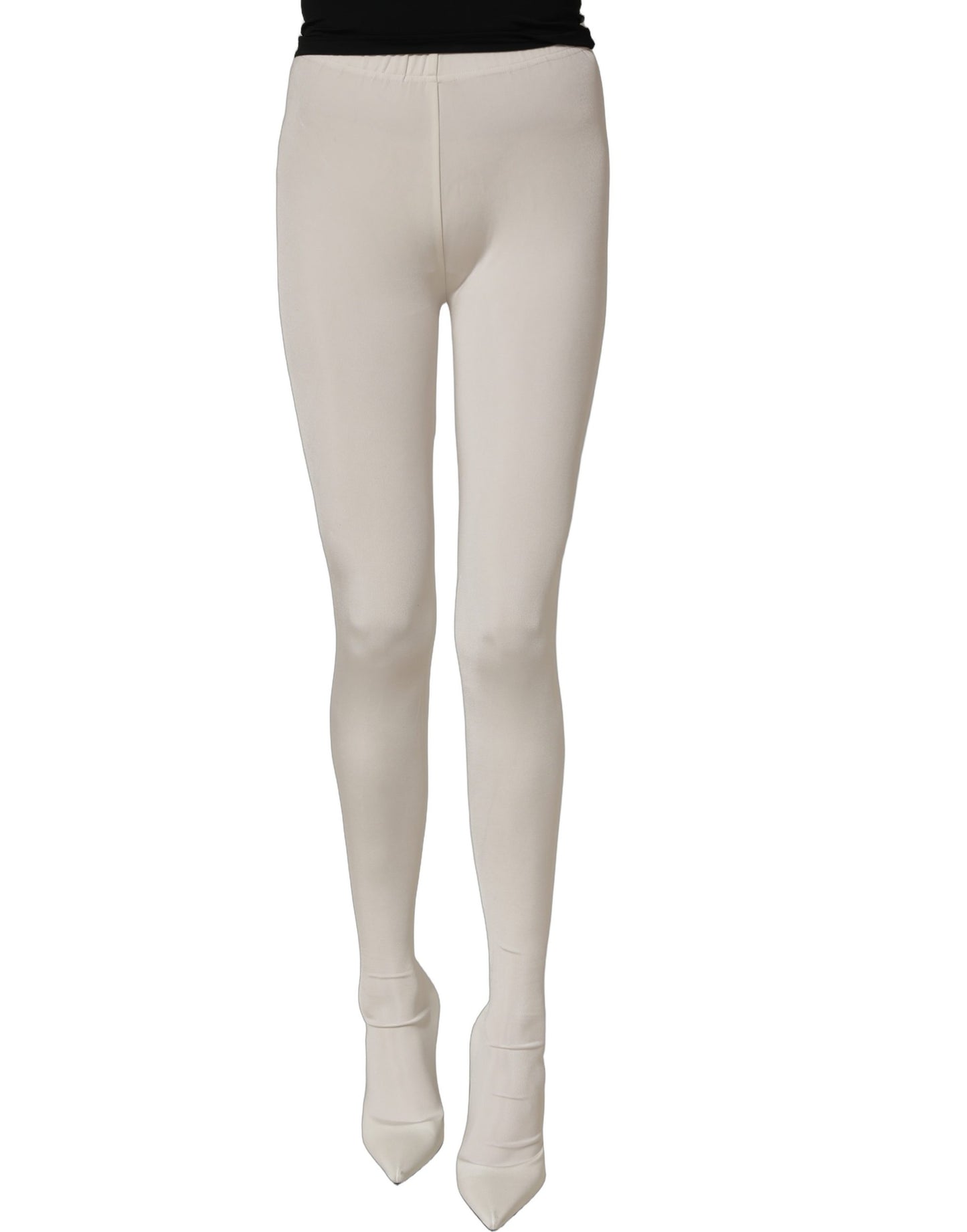 White High Heels Pumps Jersey Tights Shoes