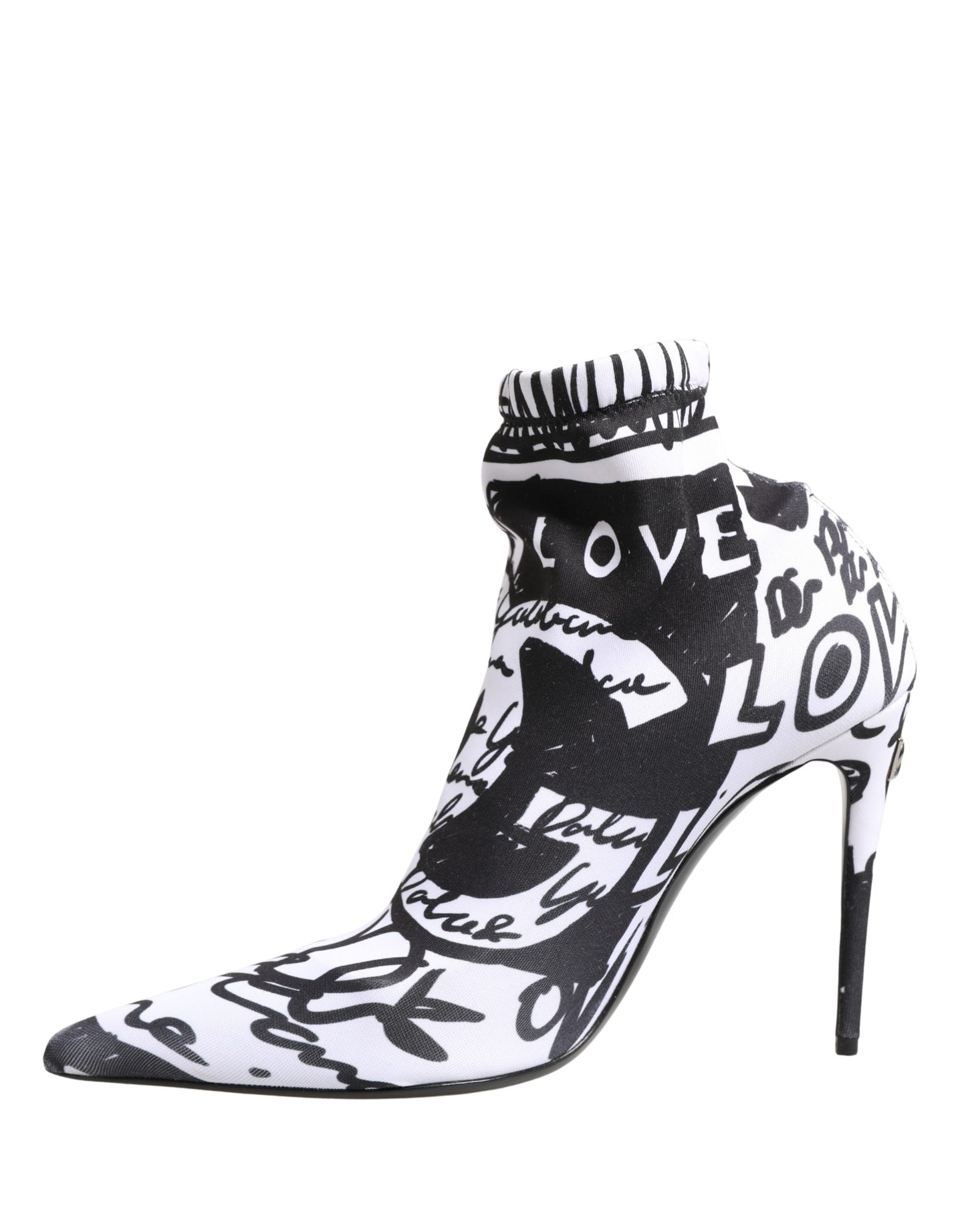White Graffiti Stretch Ankle Boots Shoes