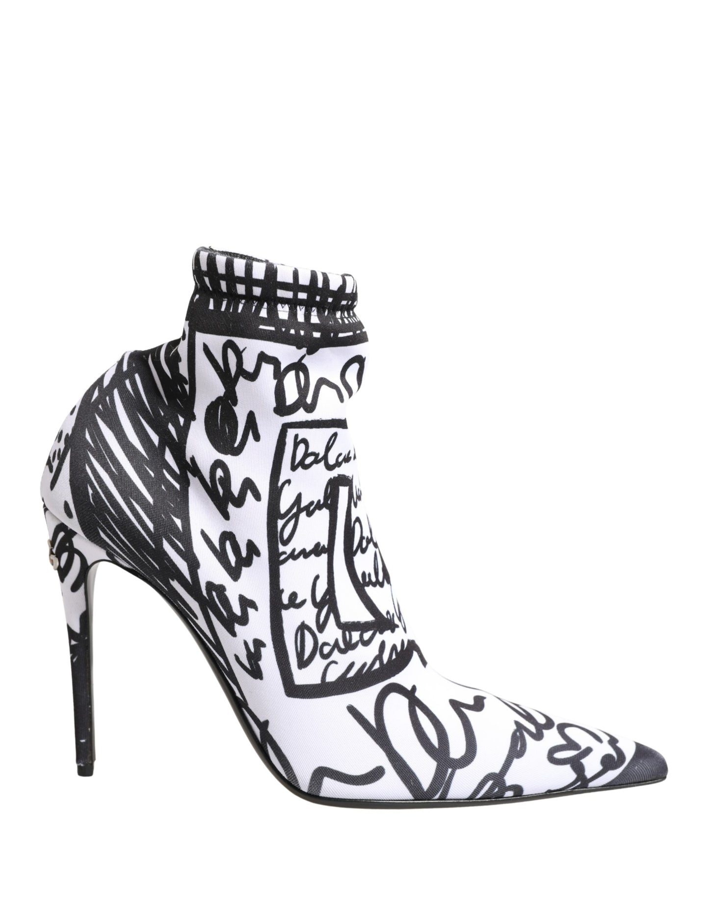 White Graffiti Stretch Ankle Boots Shoes